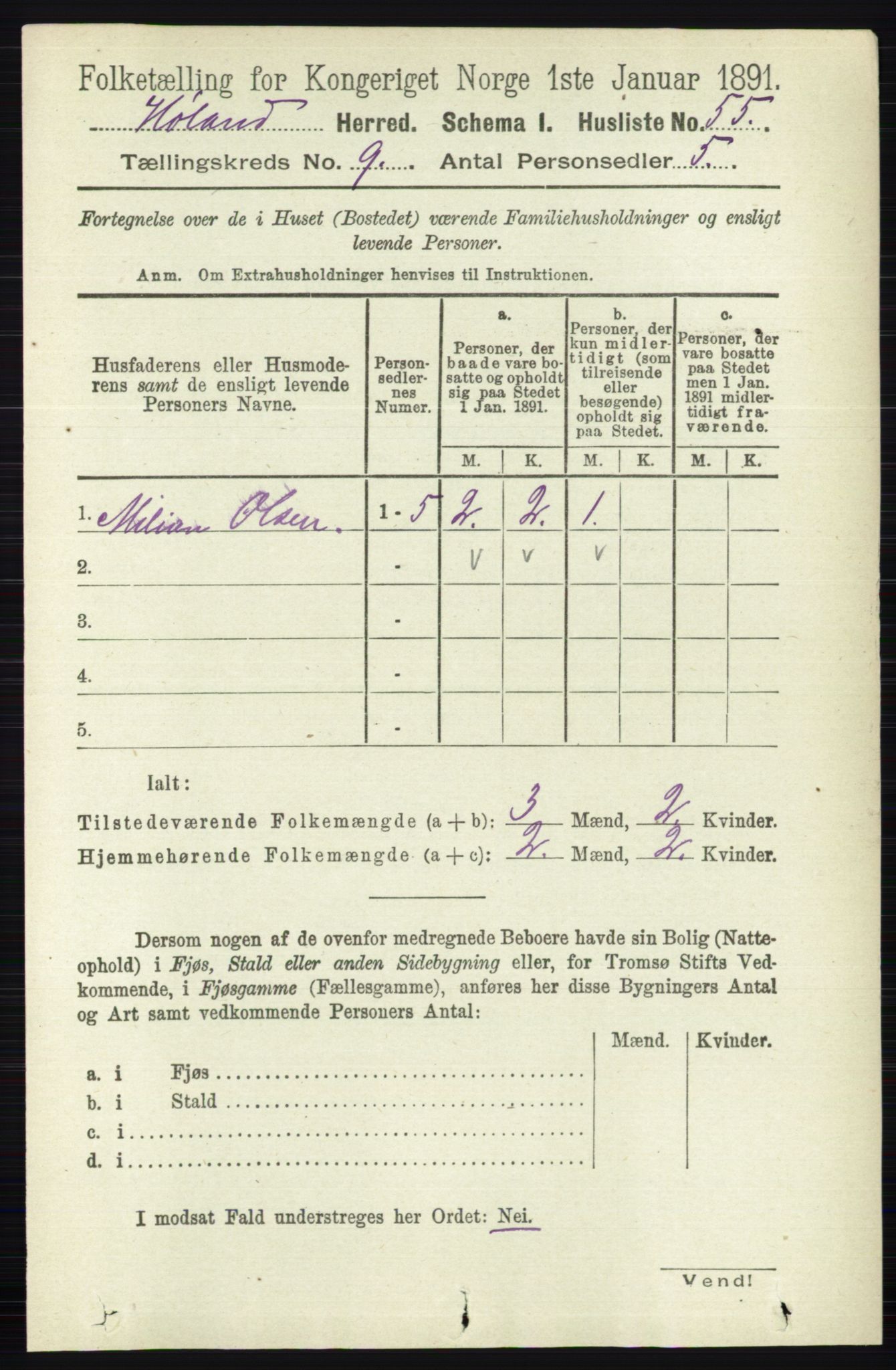 RA, 1891 census for 0221 Høland, 1891, p. 6144