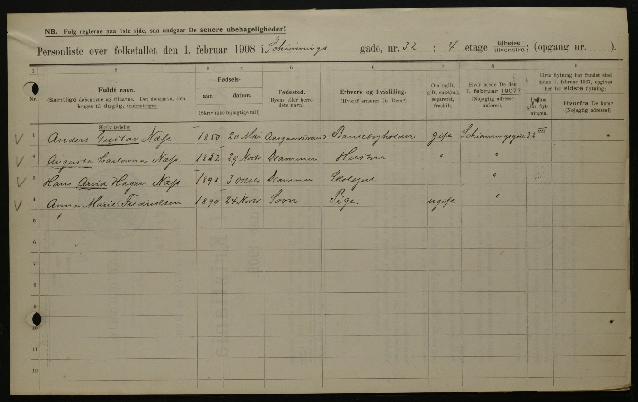 OBA, Municipal Census 1908 for Kristiania, 1908, p. 84377