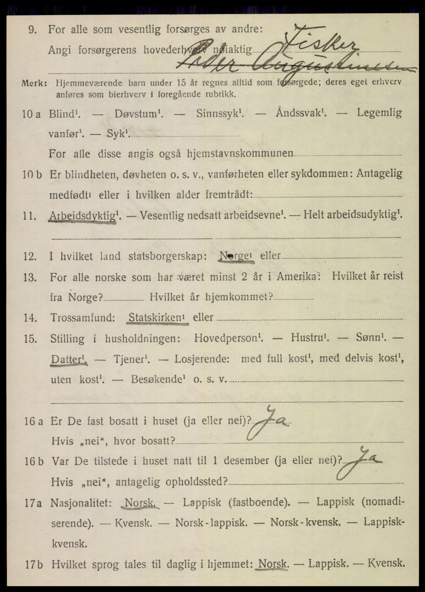 SAT, 1920 census for Vega, 1920, p. 3394