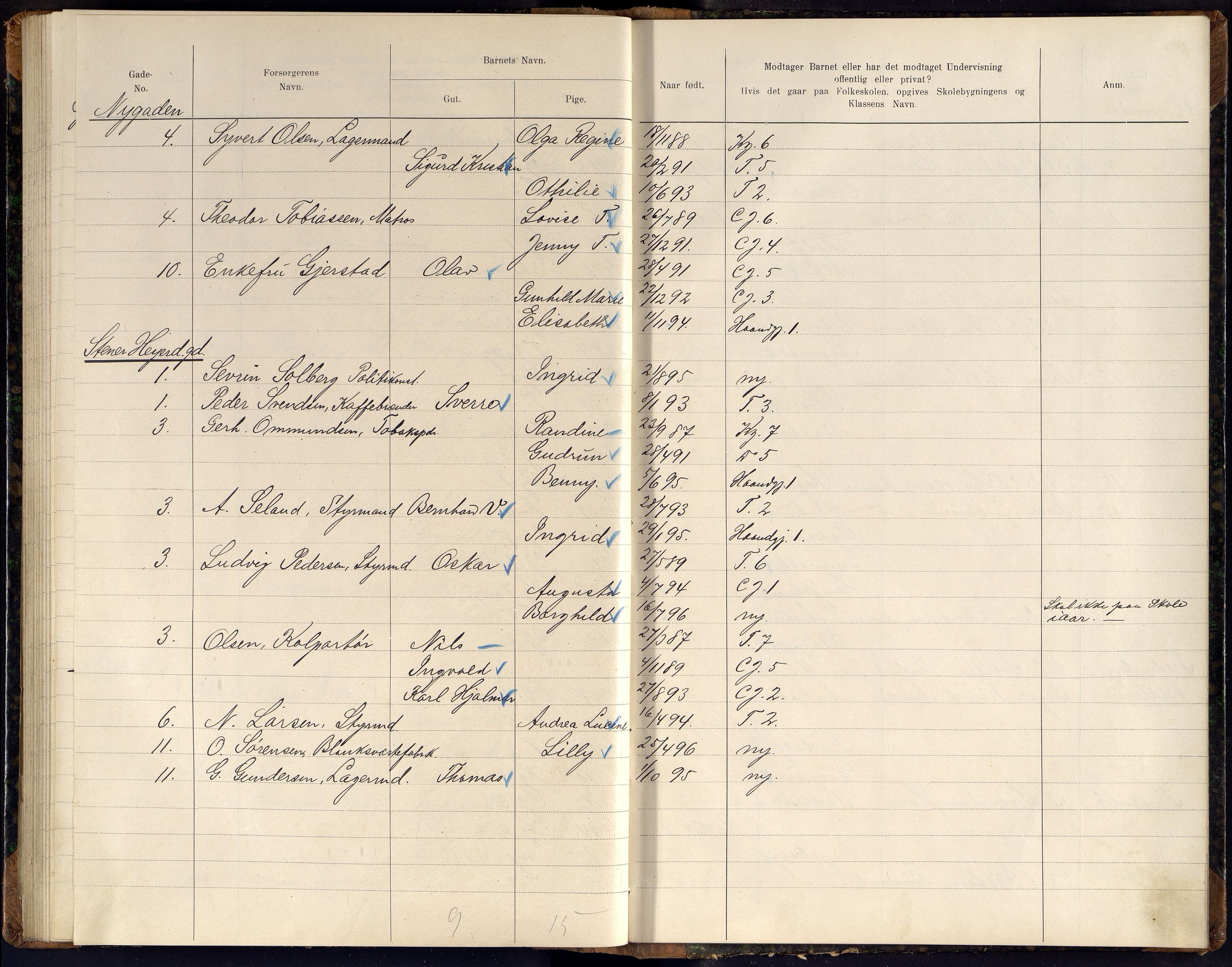 Kristiansand By - Skolekommisjonen/ -Styret, ARKSOR/1001KG510/J/Jb/L0011: Barnetelling, 1902, p. 185-186