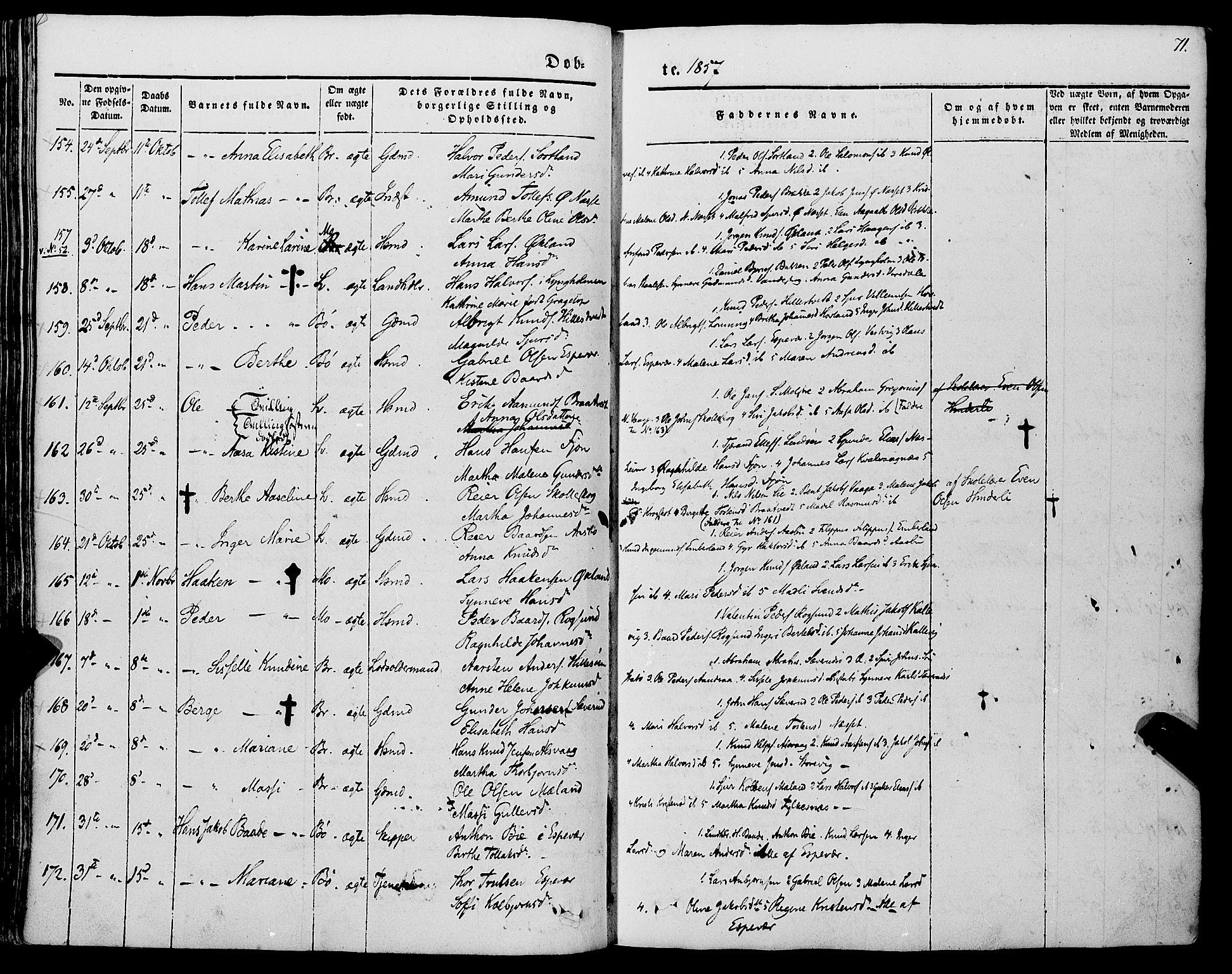 Finnås sokneprestembete, SAB/A-99925/H/Ha/Haa/Haaa/L0007: Parish register (official) no. A 7, 1850-1862, p. 71