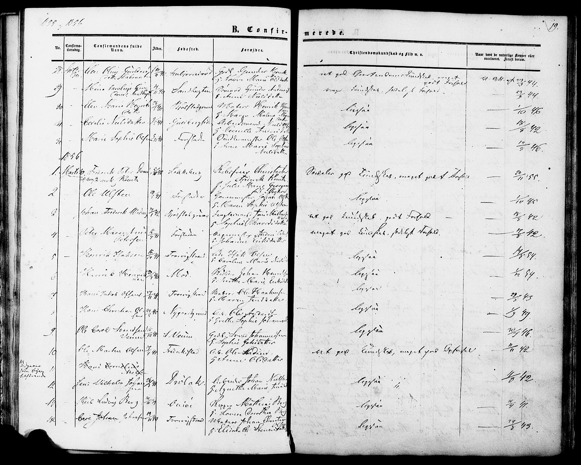 Glemmen prestekontor Kirkebøker, SAO/A-10908/F/Fa/L0006: Parish register (official) no. 6, 1849-1865, p. 19
