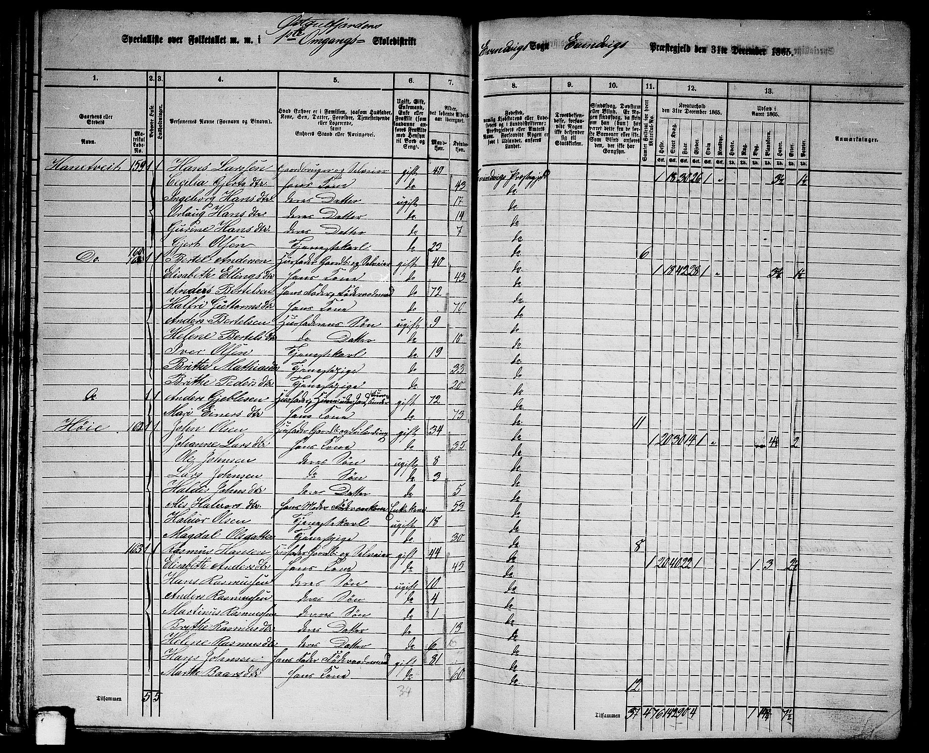 RA, 1865 census for Eivindvik, 1865, p. 40