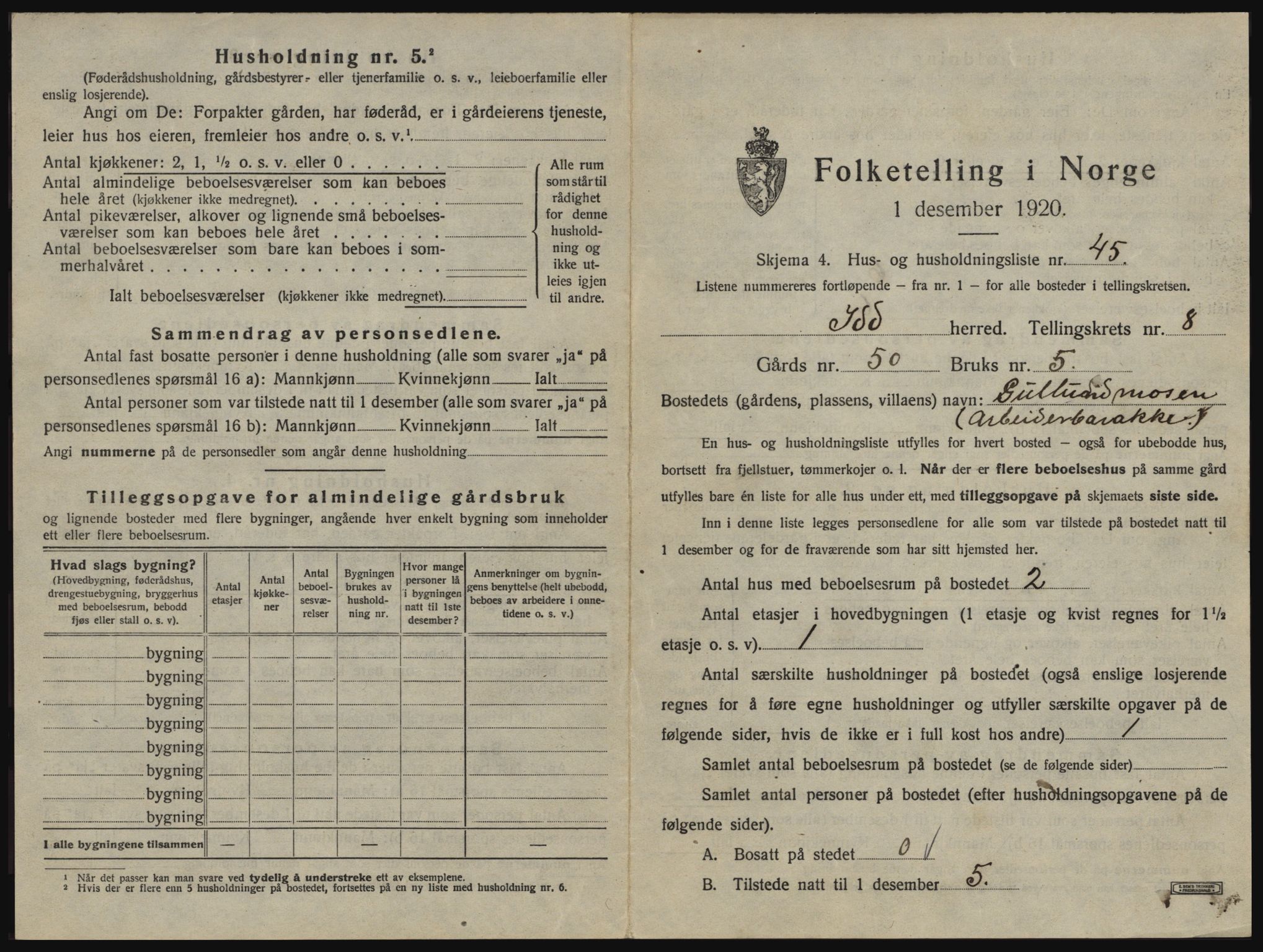 SAO, 1920 census for Idd, 1920, p. 1252