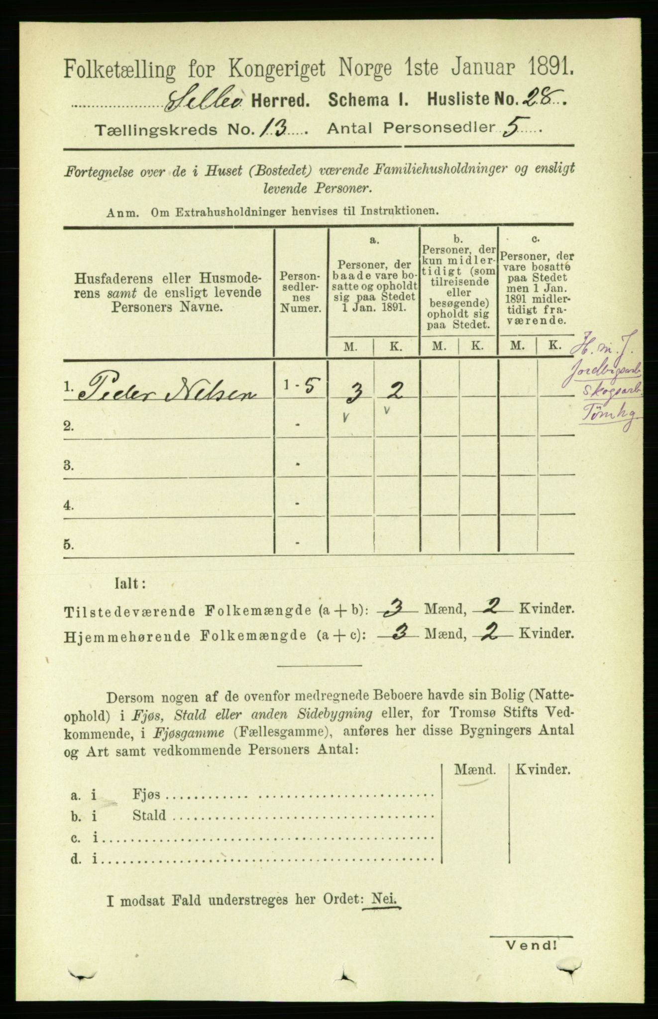 RA, 1891 census for 1664 Selbu, 1891, p. 4565