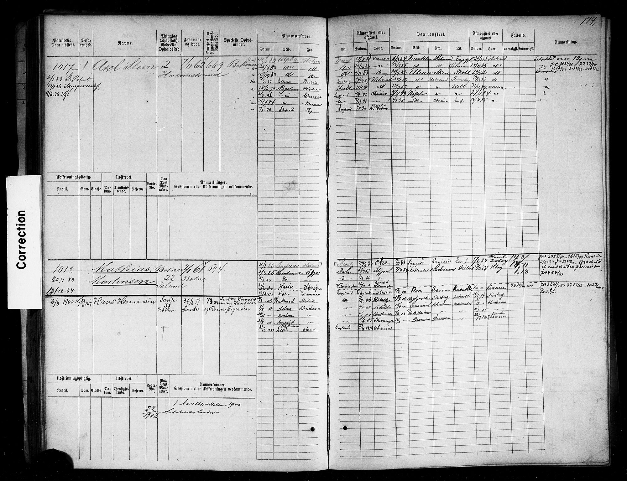 Holmestrand innrulleringskontor, AV/SAKO-A-1151/F/Fc/L0004: Hovedrulle, 1872-1913, p. 213