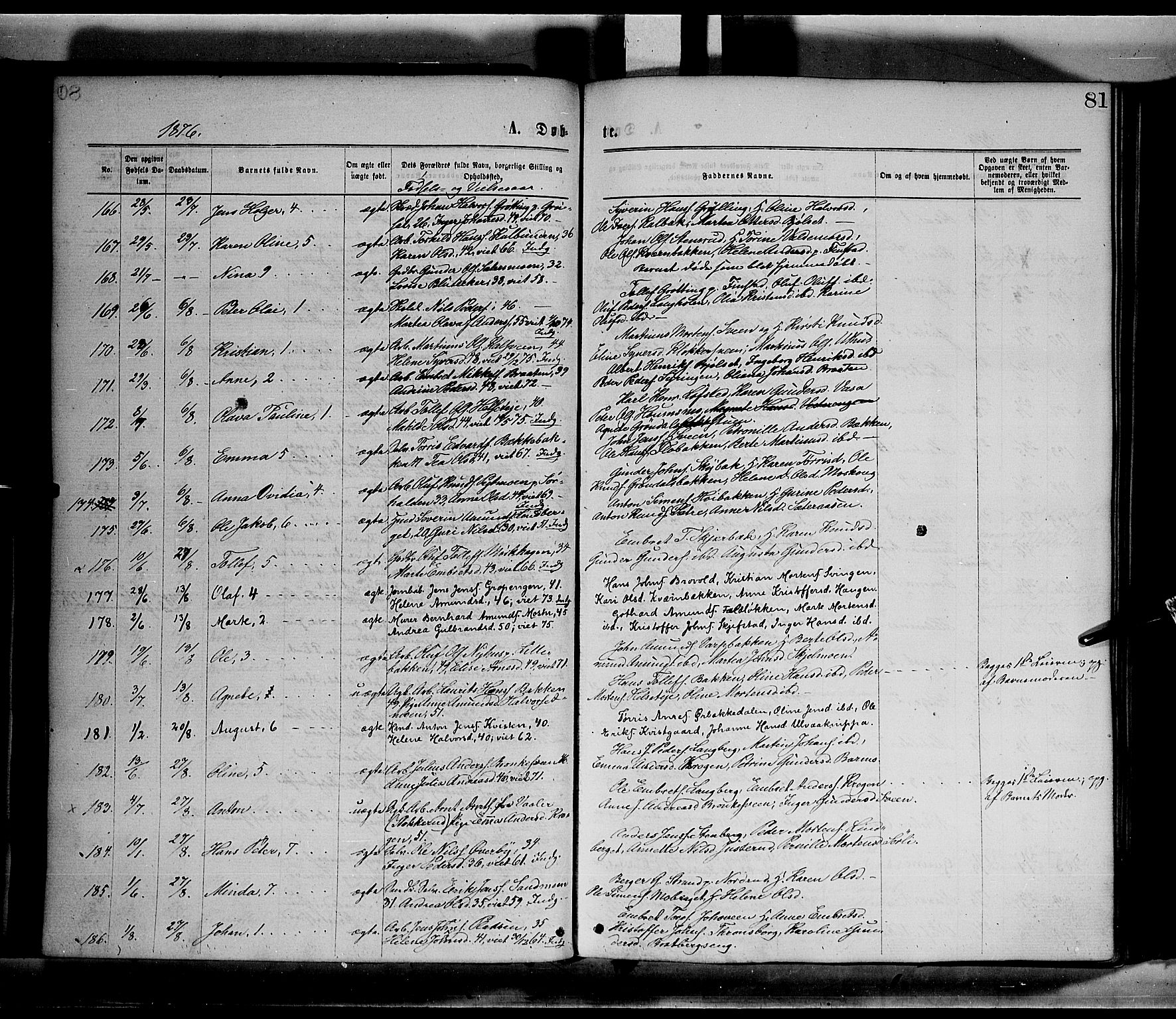 Elverum prestekontor, SAH/PREST-044/H/Ha/Haa/L0011: Parish register (official) no. 11, 1869-1879, p. 81