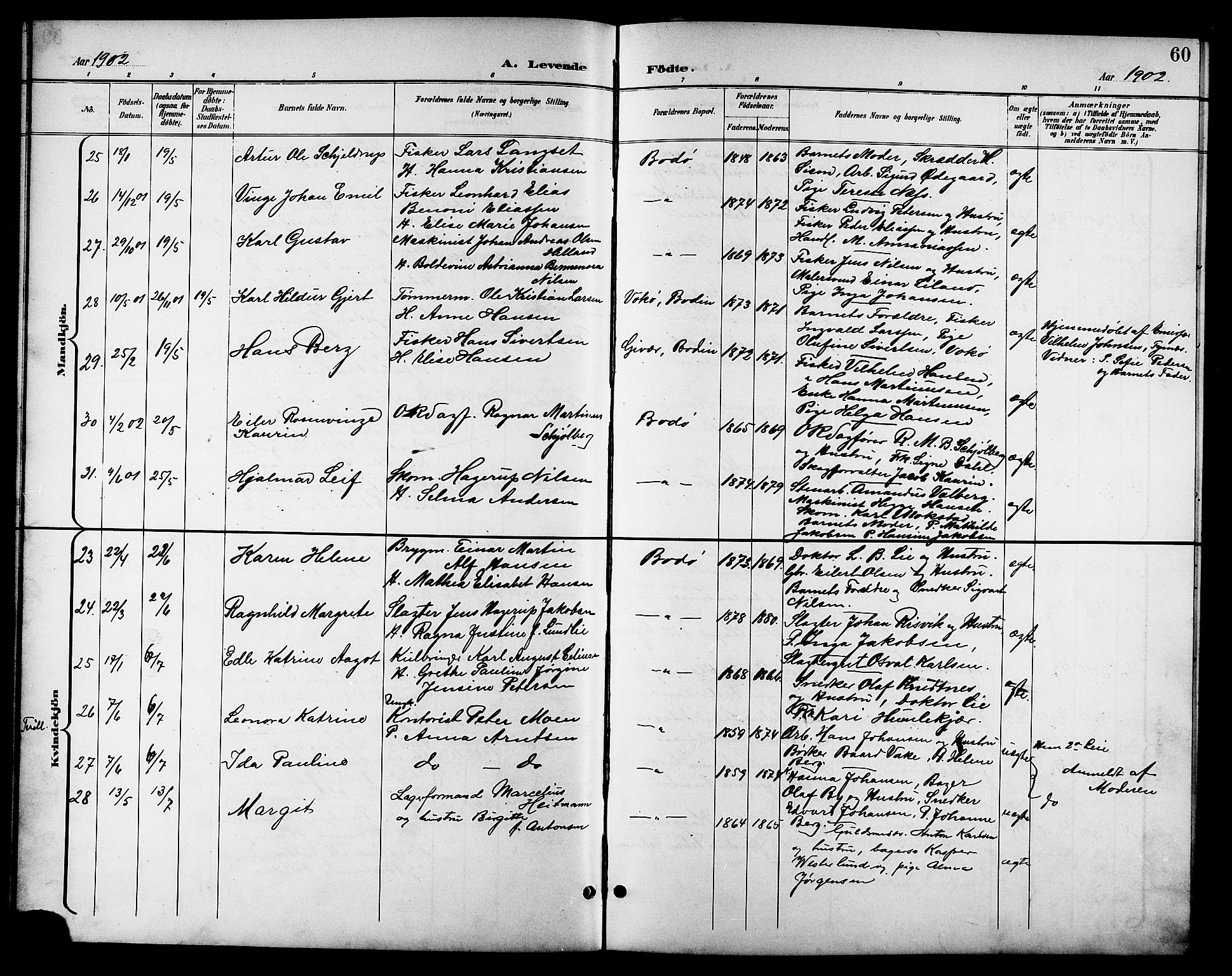 Ministerialprotokoller, klokkerbøker og fødselsregistre - Nordland, AV/SAT-A-1459/801/L0033: Parish register (copy) no. 801C08, 1898-1910, p. 60