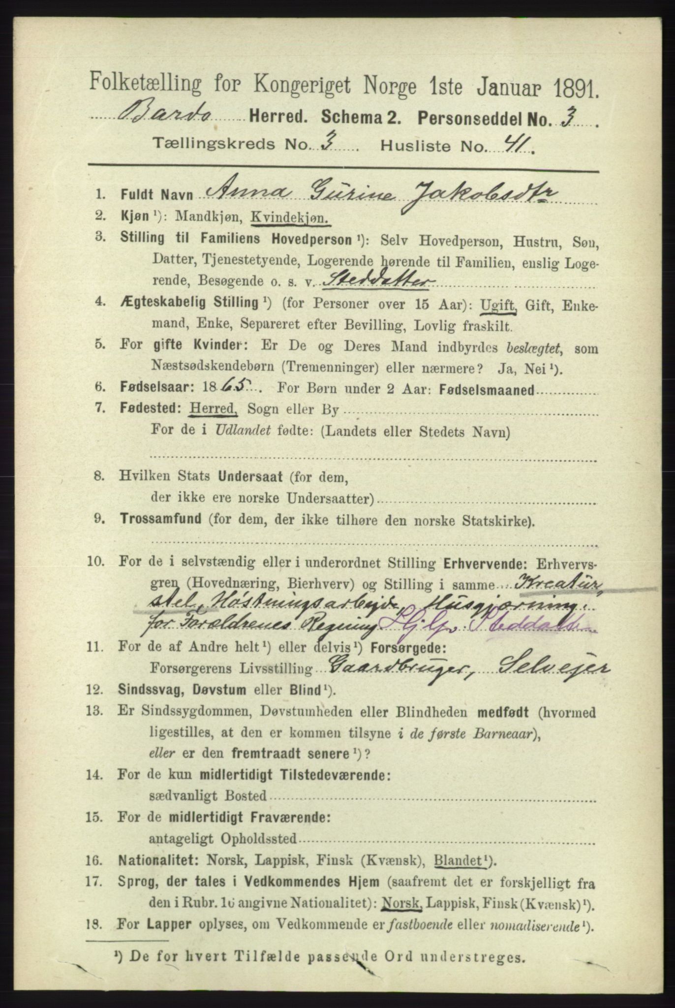 RA, 1891 census for 1922 Bardu, 1891, p. 1268