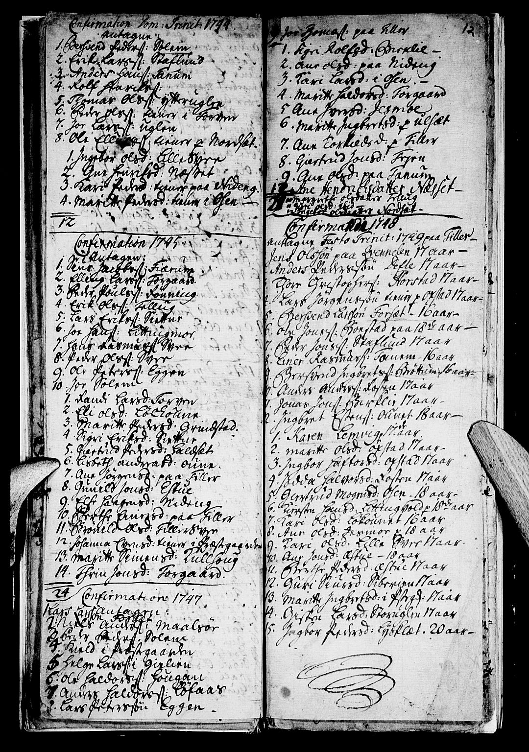 Ministerialprotokoller, klokkerbøker og fødselsregistre - Sør-Trøndelag, SAT/A-1456/618/L0436: Parish register (official) no. 618A01, 1741-1749, p. 12
