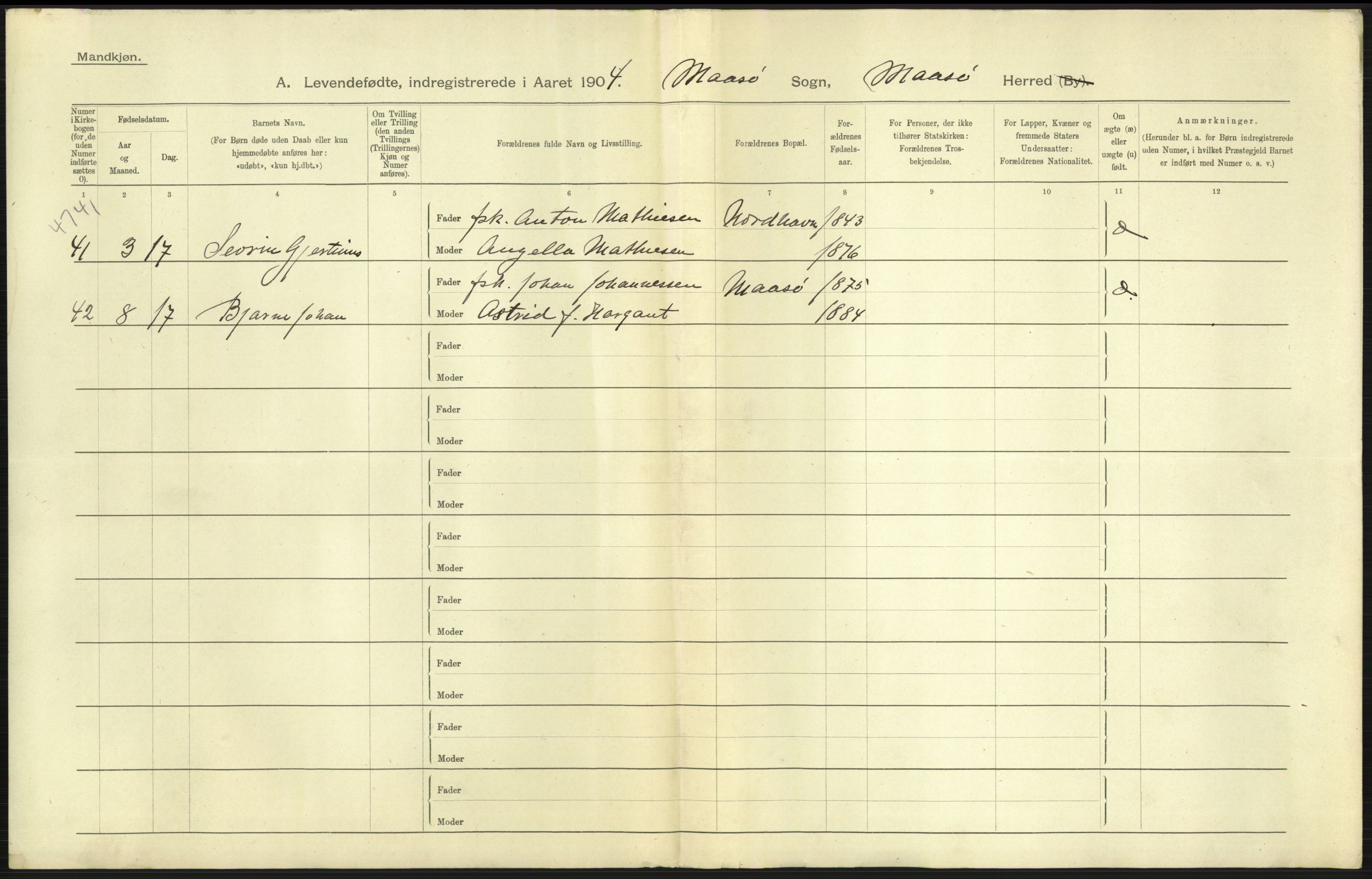 Statistisk sentralbyrå, Sosiodemografiske emner, Befolkning, AV/RA-S-2228/D/Df/Dfa/Dfab/L0023: Finnmarkens amt: Fødte, gifte, døde, 1904, p. 11