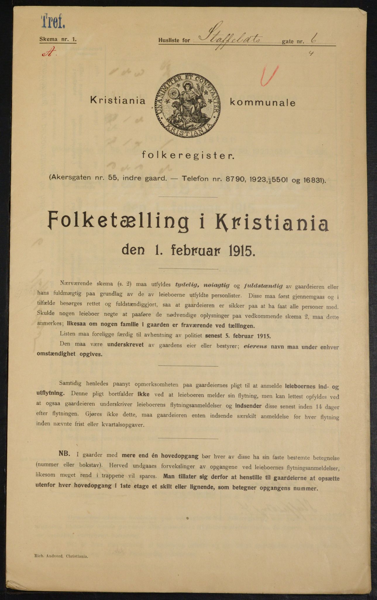 OBA, Municipal Census 1915 for Kristiania, 1915, p. 100568