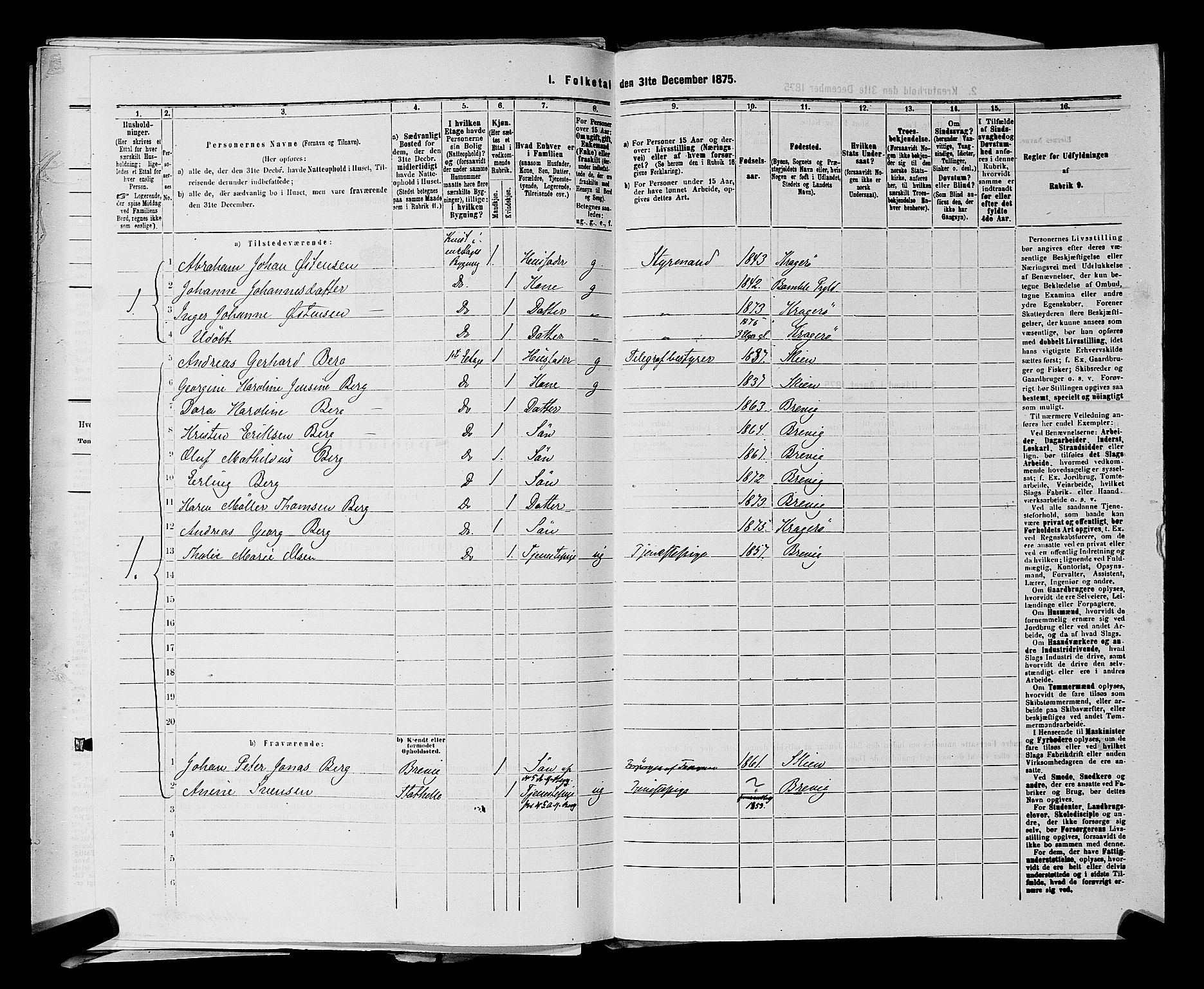 SAKO, 1875 census for 0801P Kragerø, 1875, p. 975