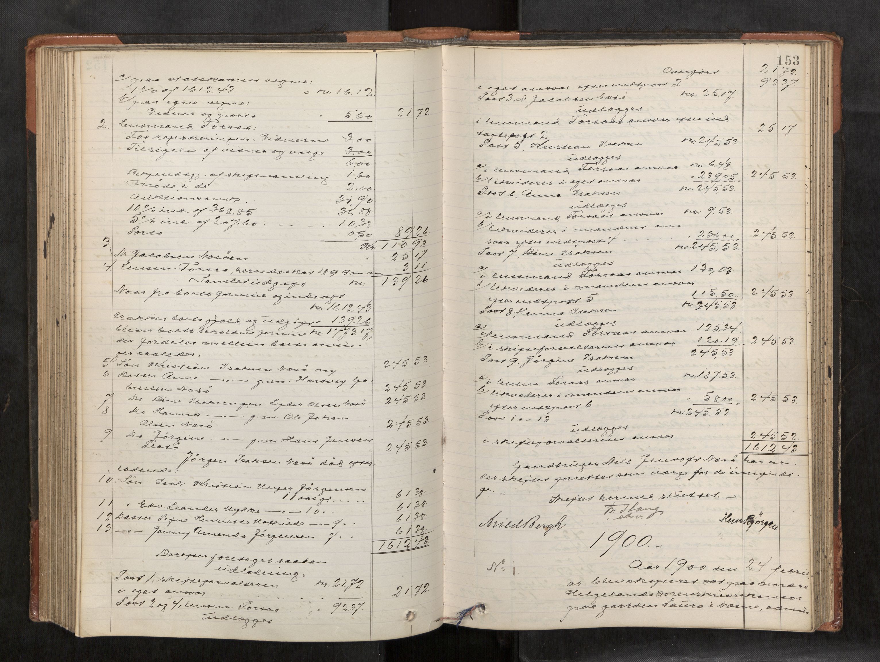 Rana sorenskriveri , AV/SAT-A-1108/1/3/3A/L0007: Skifteslutningsprotokoll, 1896-1904, p. 153