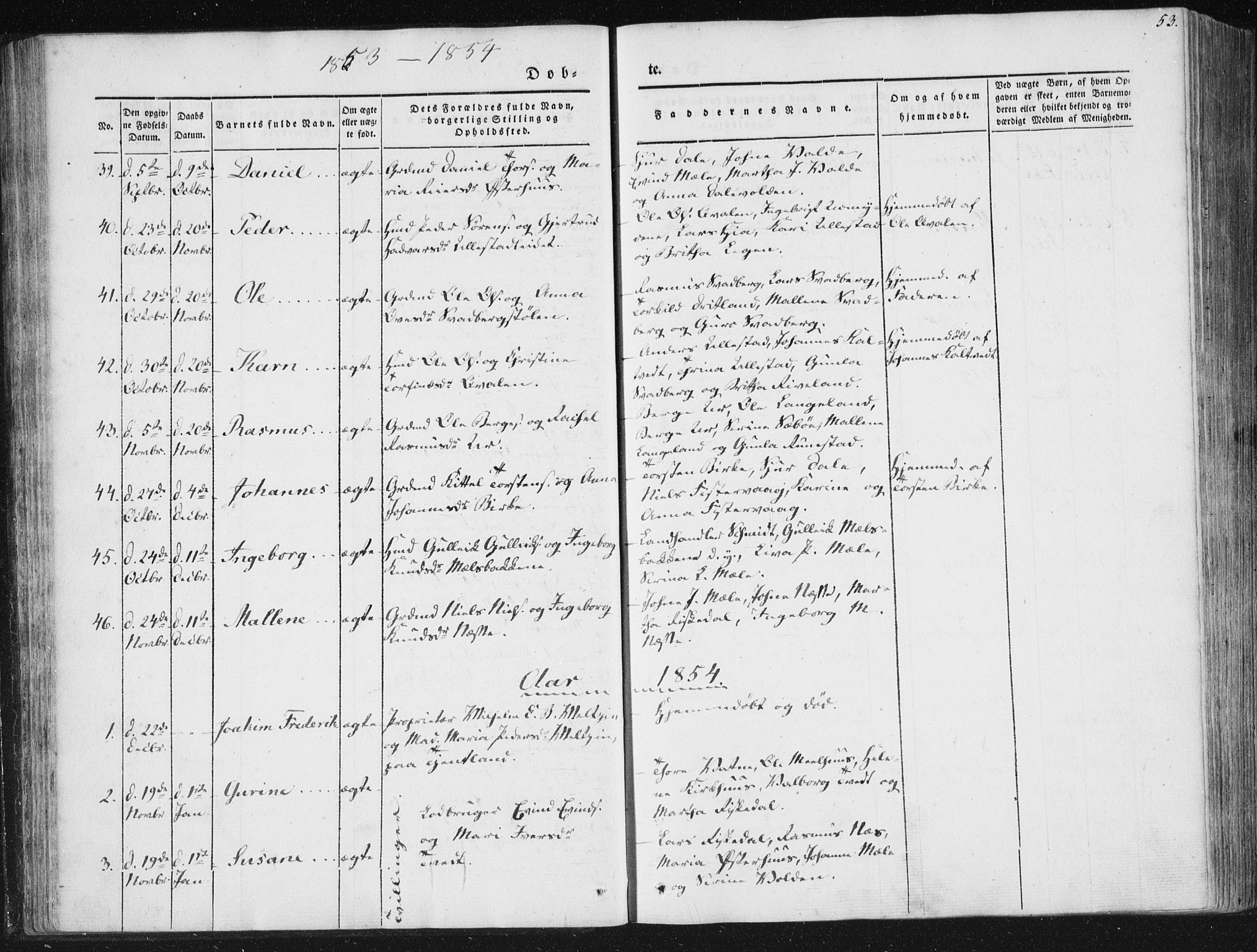 Hjelmeland sokneprestkontor, AV/SAST-A-101843/01/IV/L0008: Parish register (official) no. A 8, 1842-1861, p. 53