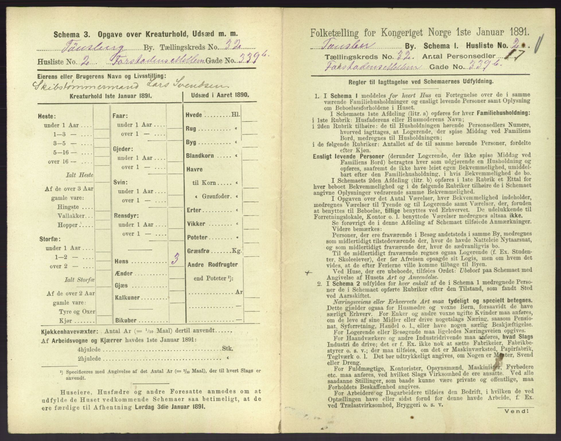 RA, 1891 census for 0705 Tønsberg, 1891, p. 950