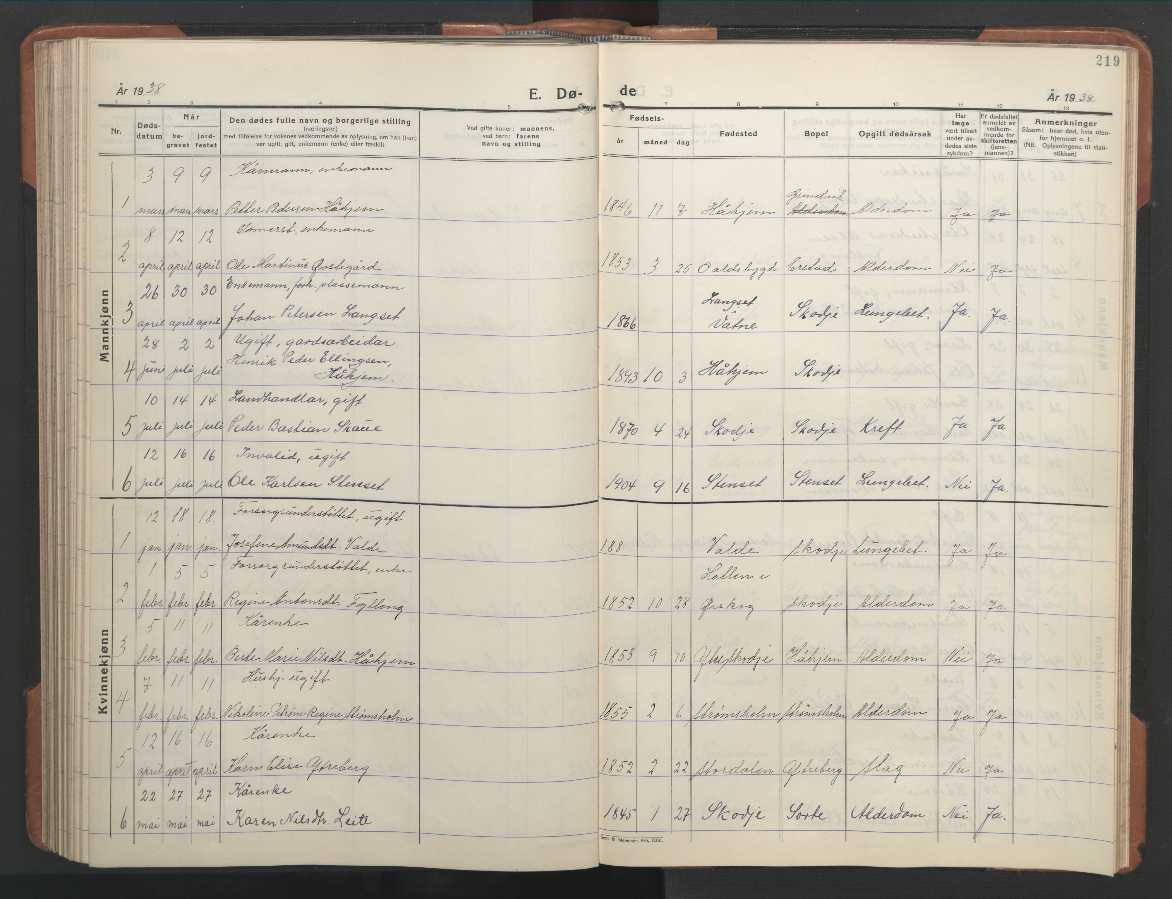 Ministerialprotokoller, klokkerbøker og fødselsregistre - Møre og Romsdal, AV/SAT-A-1454/524/L0367: Parish register (copy) no. 524C08, 1932-1951, p. 219