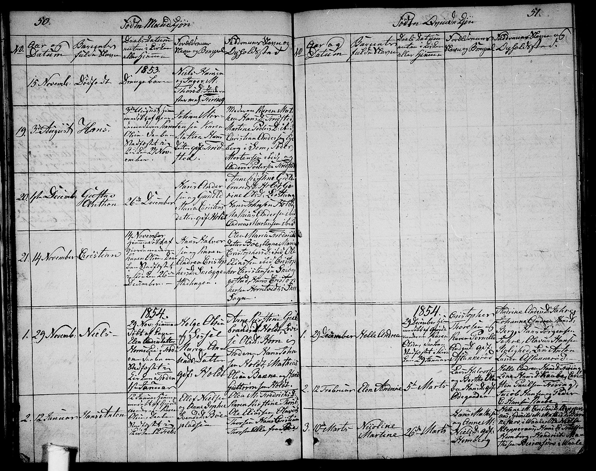 Ramnes kirkebøker, SAKO/A-314/G/Ga/L0002: Parish register (copy) no. I 2, 1848-1870, p. 50-51