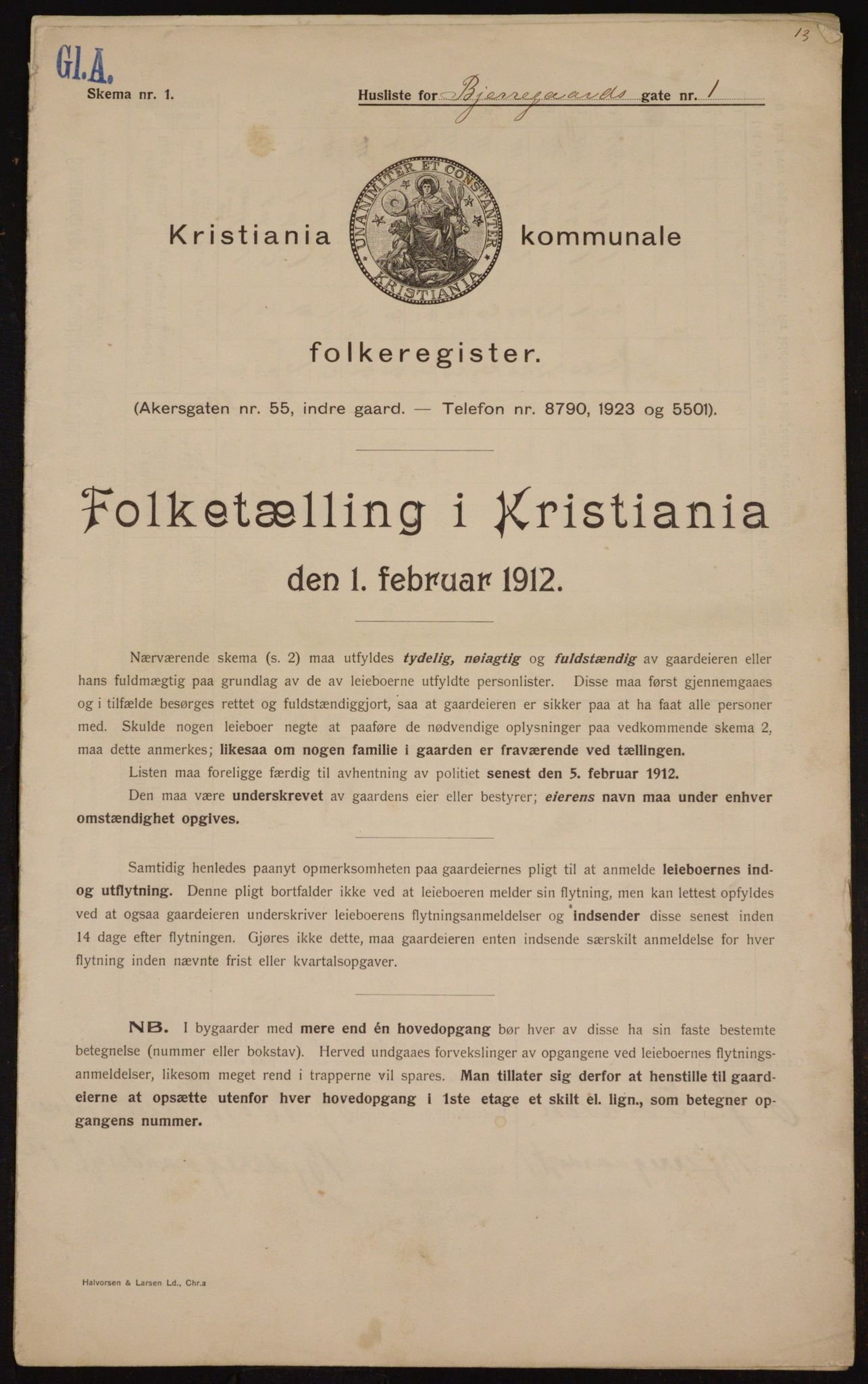 OBA, Municipal Census 1912 for Kristiania, 1912, p. 5338