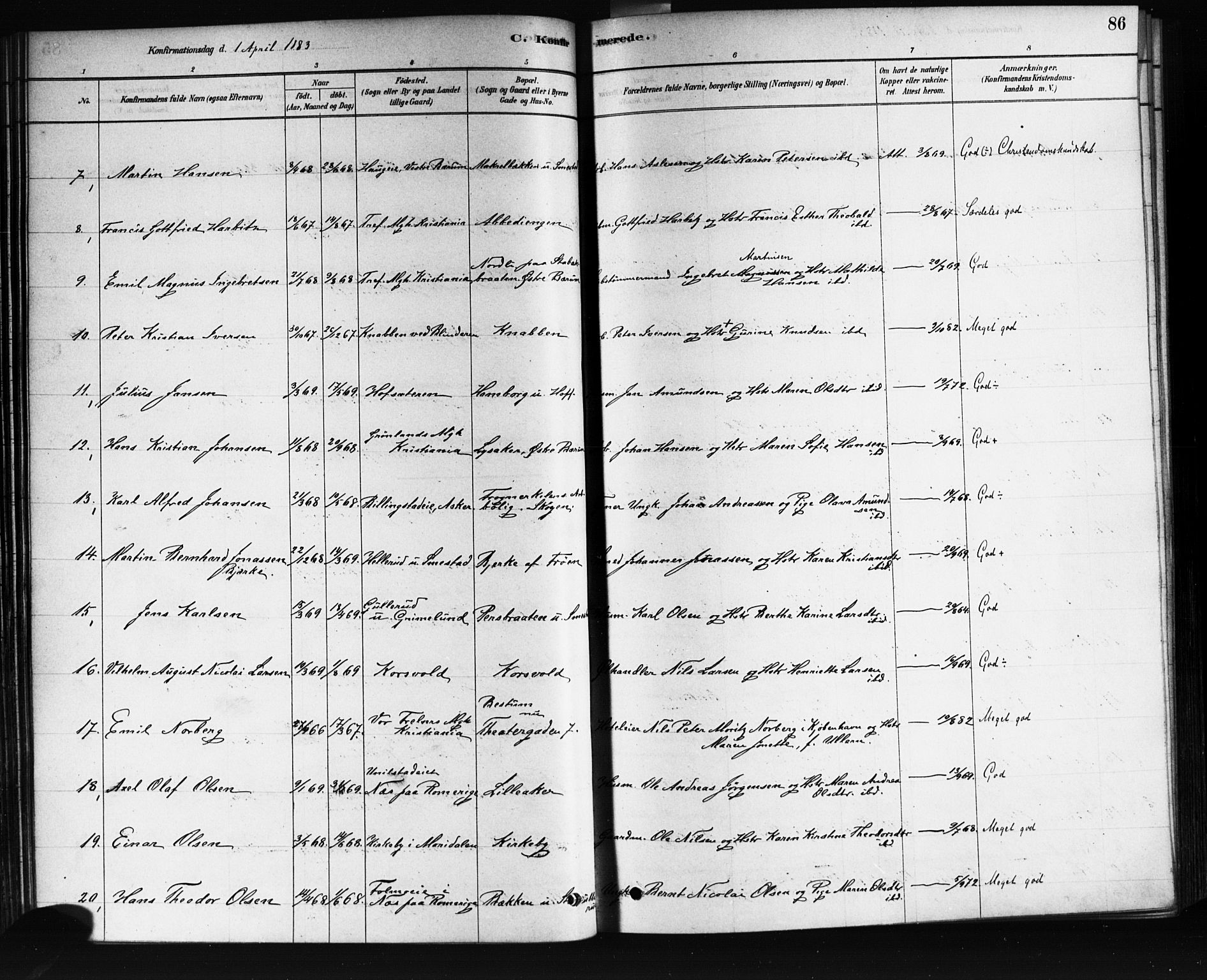 Vestre Aker prestekontor Kirkebøker, AV/SAO-A-10025/F/Fa/L0008: Parish register (official) no. 8, 1878-1903, p. 86