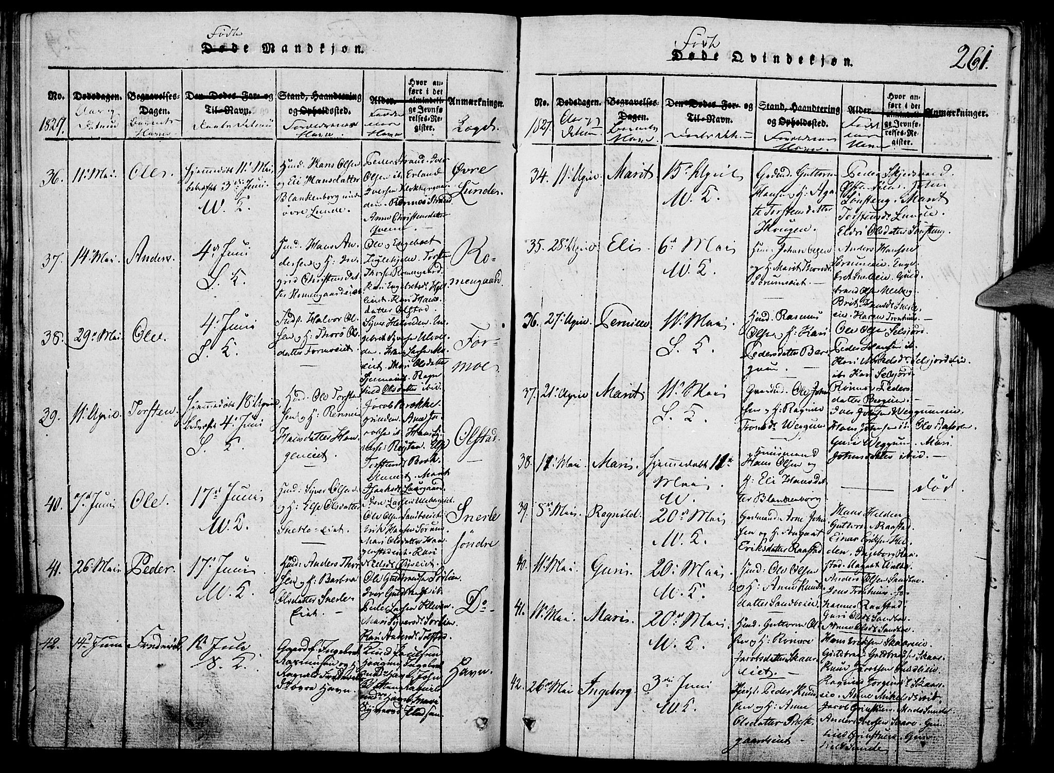 Vågå prestekontor, AV/SAH-PREST-076/H/Ha/Hab/L0001: Parish register (copy) no. 1, 1815-1827, p. 260-261