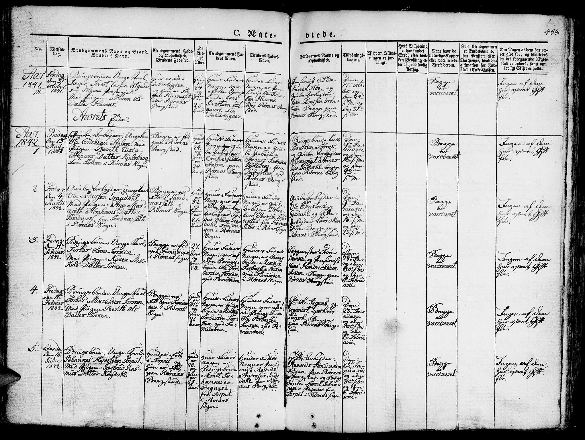 Ministerialprotokoller, klokkerbøker og fødselsregistre - Sør-Trøndelag, SAT/A-1456/681/L0939: Parish register (copy) no. 681C03, 1829-1855, p. 486