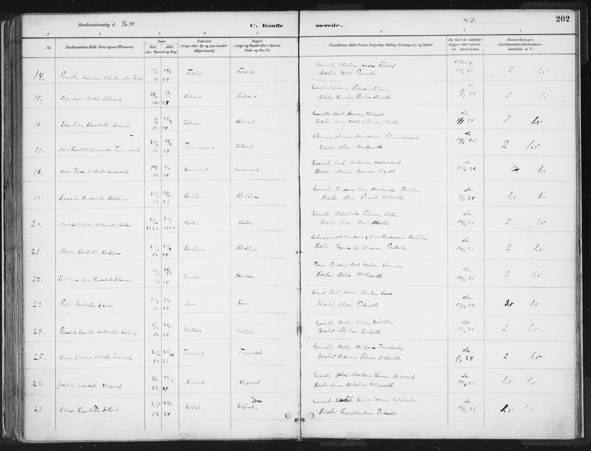 Hornindal sokneprestembete, AV/SAB-A-82401/H/Haa/Haaa/L0003/0001: Parish register (official) no. A 3A, 1887-1917, p. 202