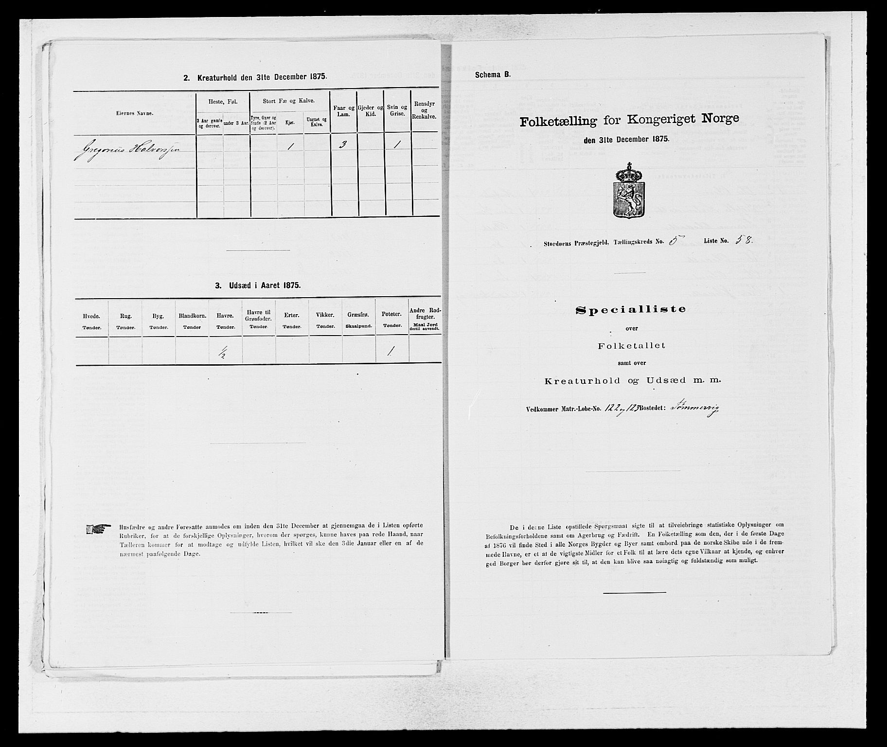 SAB, 1875 census for 1221P Stord, 1875, p. 535