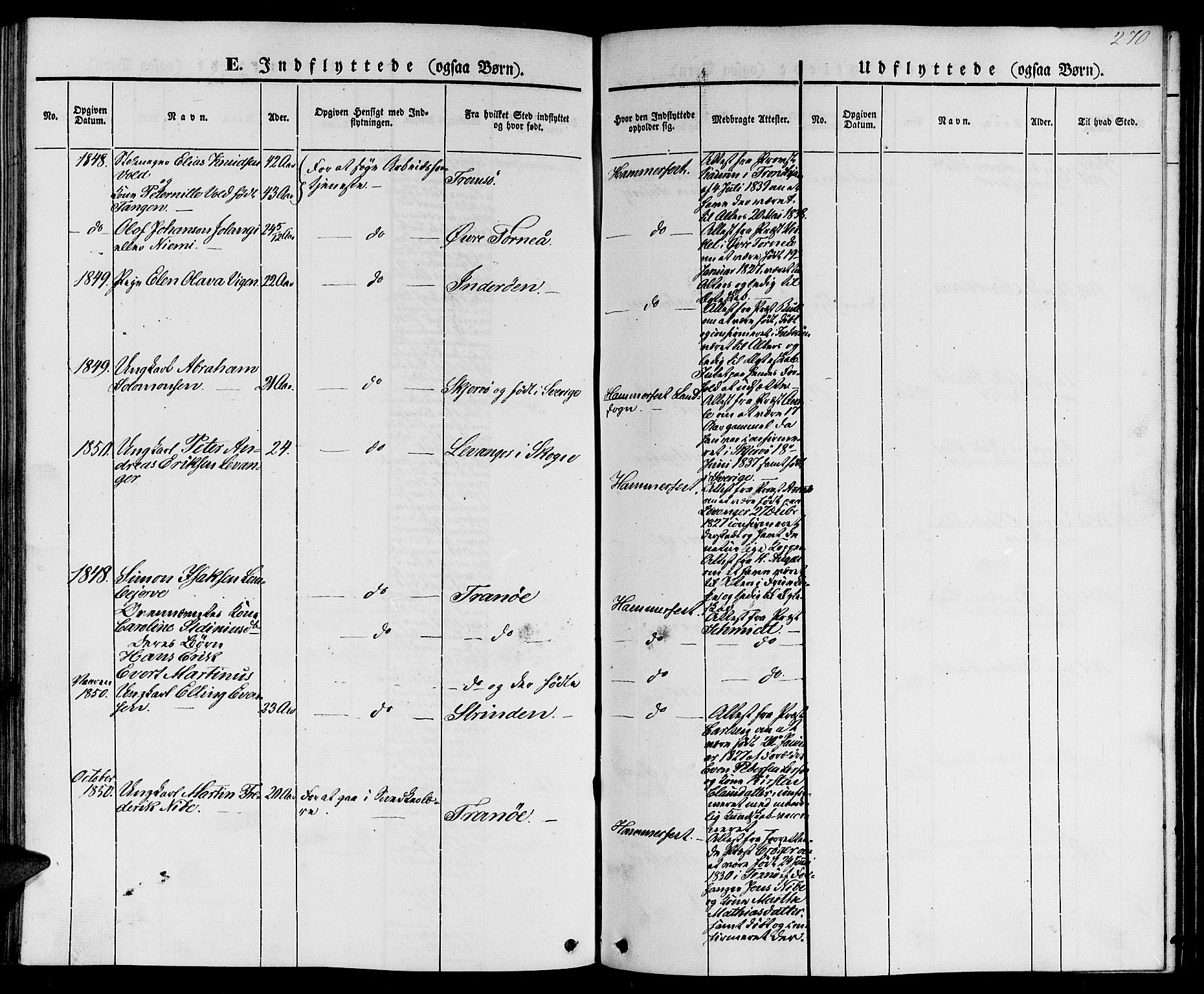 Hammerfest sokneprestkontor, SATØ/S-1347/H/Hb/L0002.klokk: Parish register (copy) no. 2, 1851-1861, p. 270