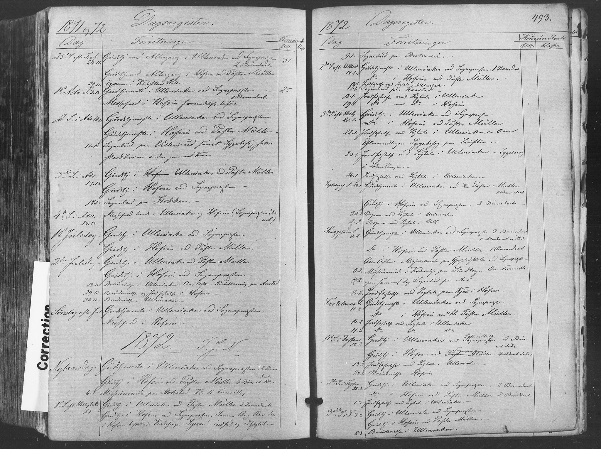Ullensaker prestekontor Kirkebøker, AV/SAO-A-10236a/F/Fa/L0016: Parish register (official) no. I 16, 1863-1875, p. 493