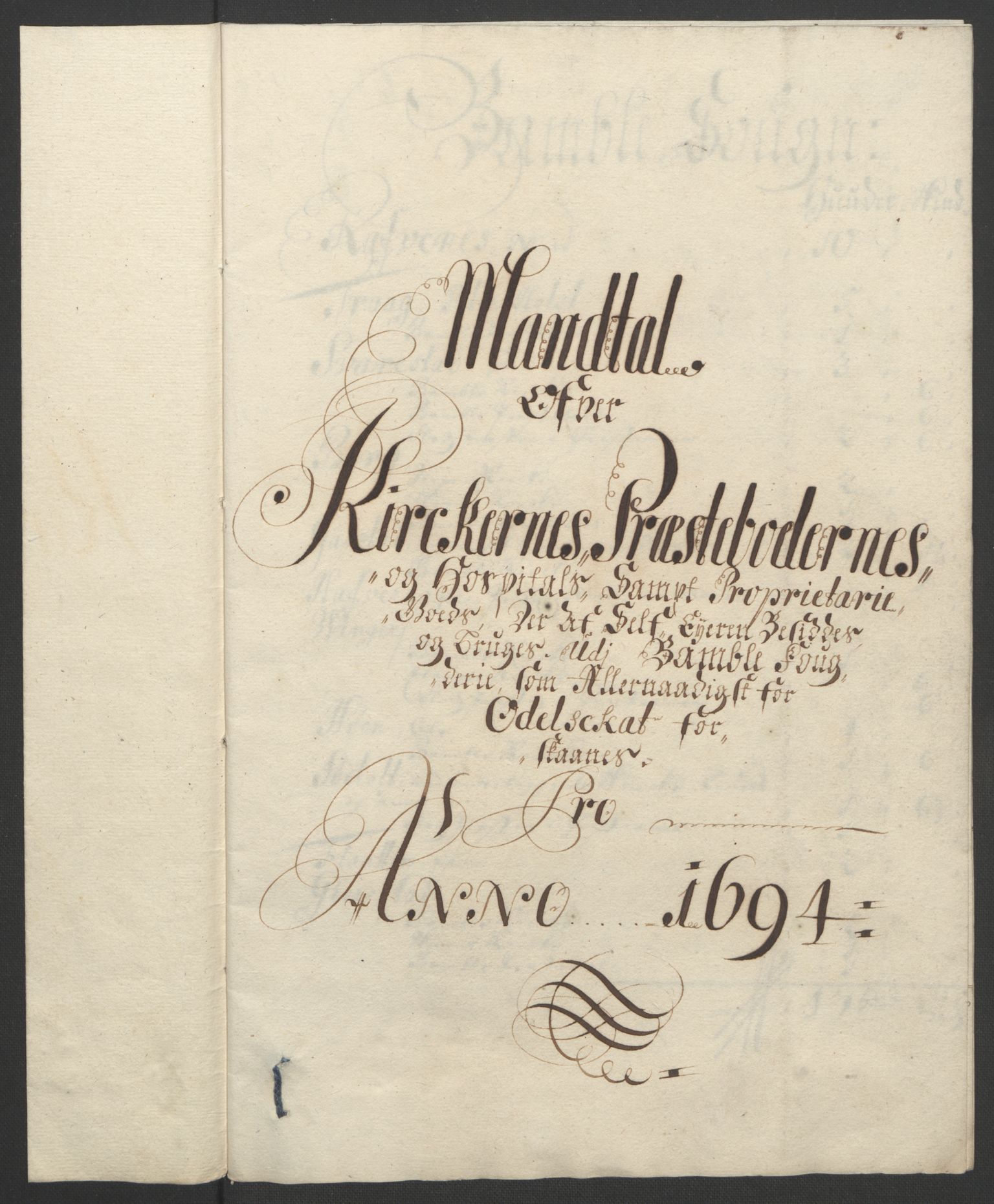 Rentekammeret inntil 1814, Reviderte regnskaper, Fogderegnskap, RA/EA-4092/R36/L2092: Fogderegnskap Øvre og Nedre Telemark og Bamble, 1694, p. 247