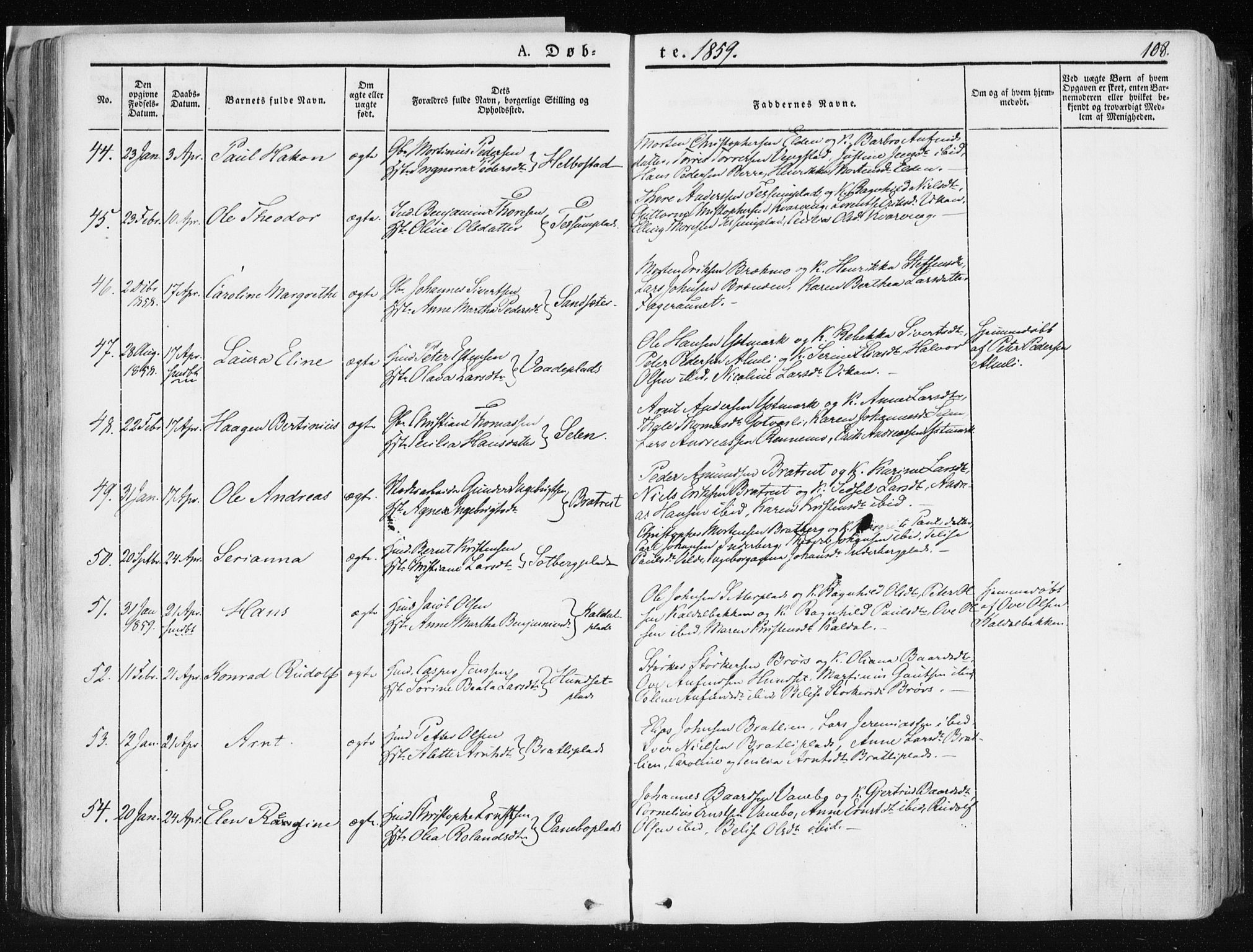 Ministerialprotokoller, klokkerbøker og fødselsregistre - Nord-Trøndelag, SAT/A-1458/741/L0393: Parish register (official) no. 741A07, 1849-1863, p. 108