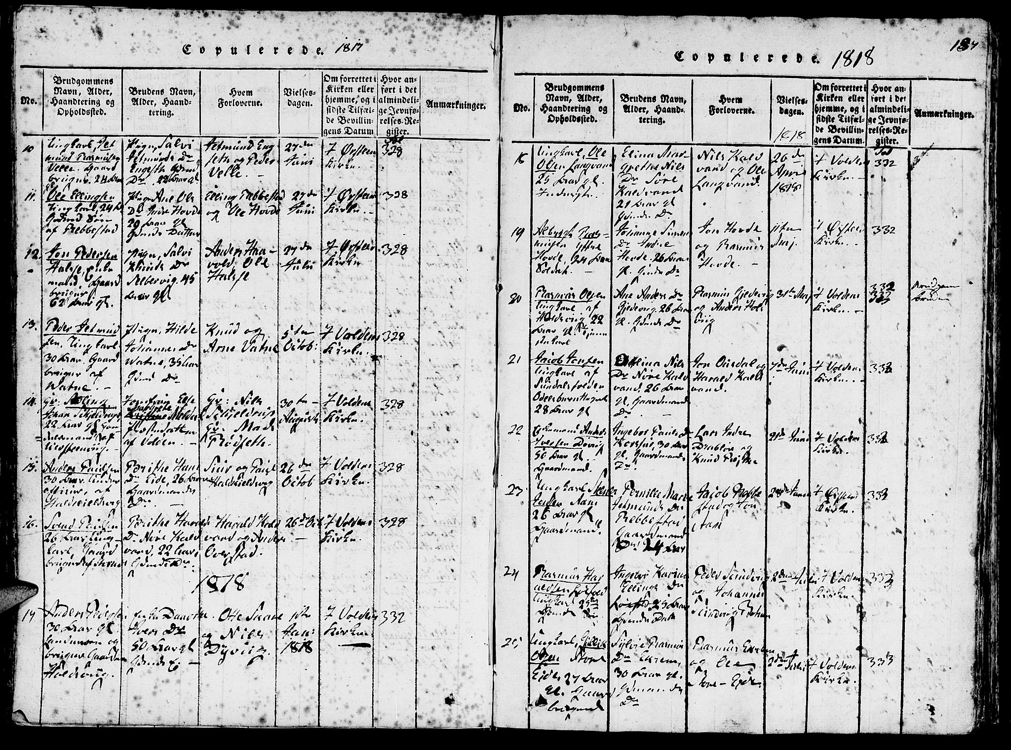 Ministerialprotokoller, klokkerbøker og fødselsregistre - Møre og Romsdal, SAT/A-1454/511/L0138: Parish register (official) no. 511A05, 1817-1832, p. 187