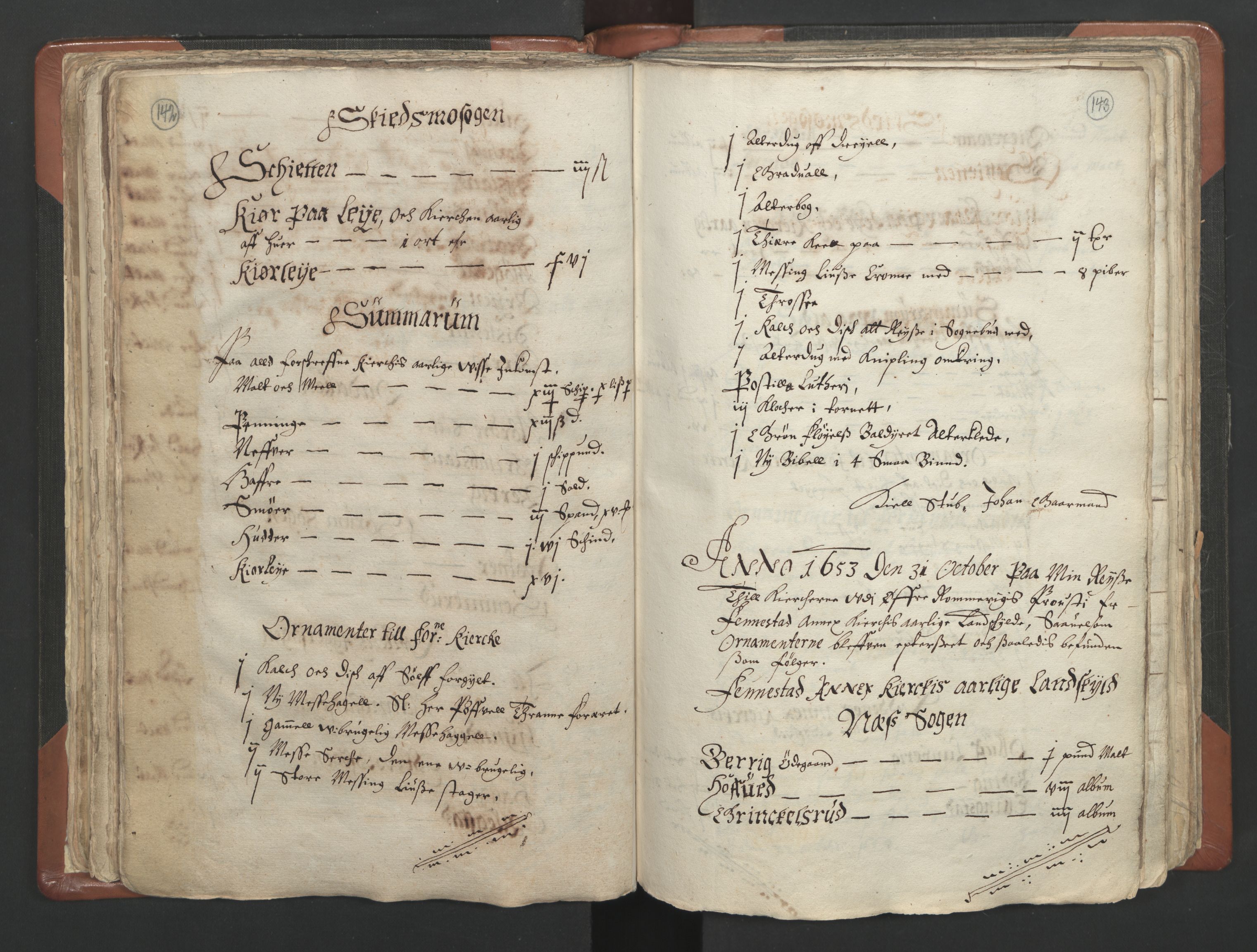 RA, Vicar's Census 1664-1666, no. 4: Øvre Romerike deanery, 1664-1666, p. 142-143