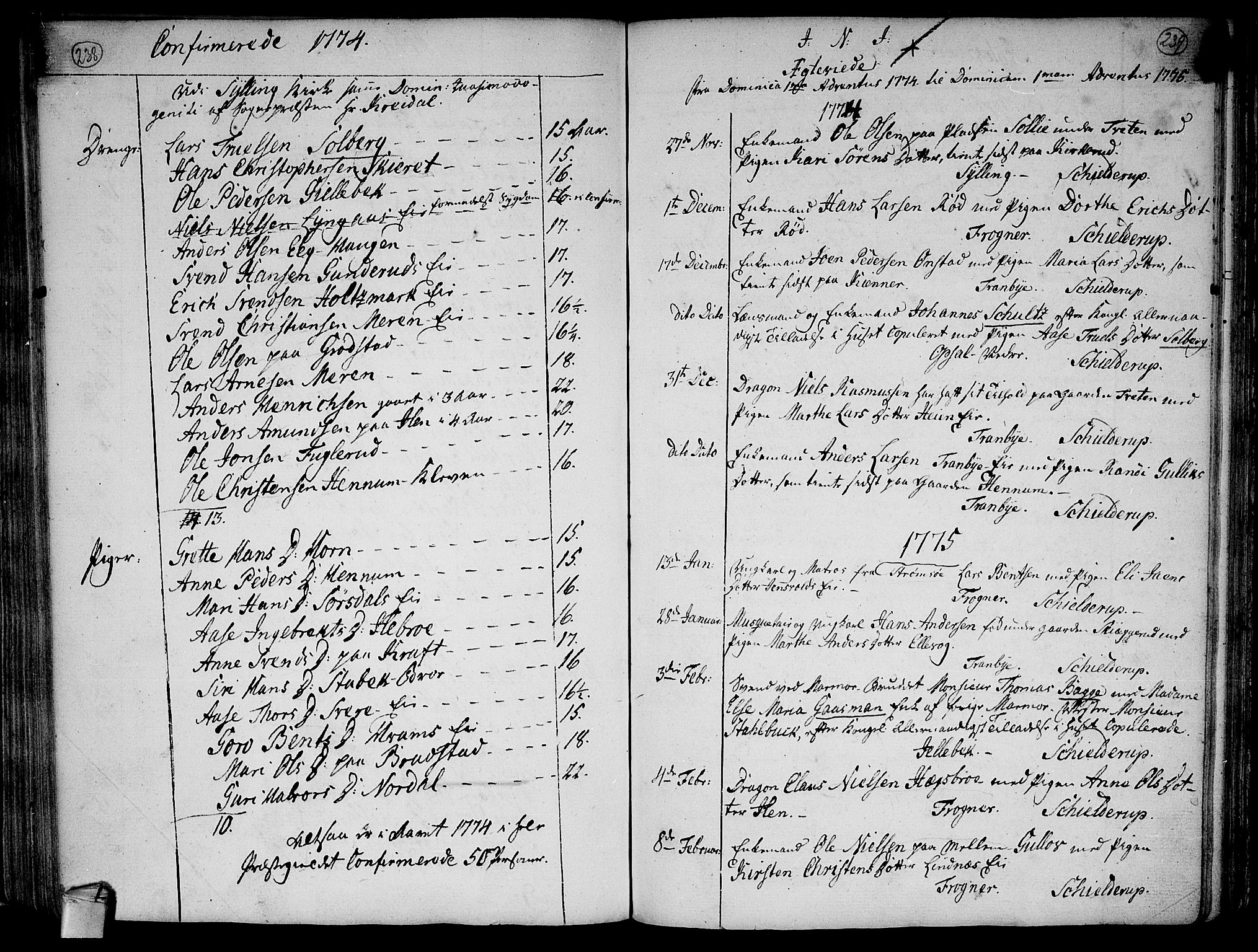 Lier kirkebøker, SAKO/A-230/F/Fa/L0005: Parish register (official) no. I 5, 1764-1777, p. 238-239