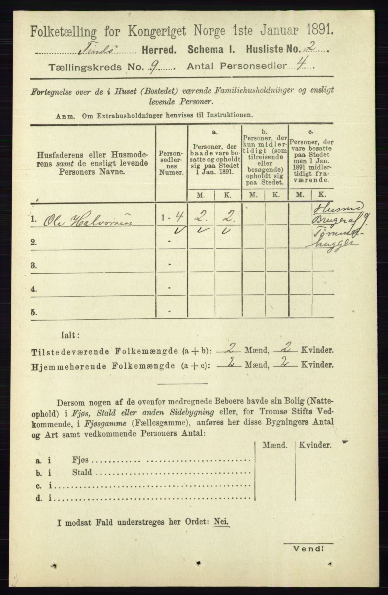 RA, 1891 census for 0826 Tinn, 1891, p. 1796