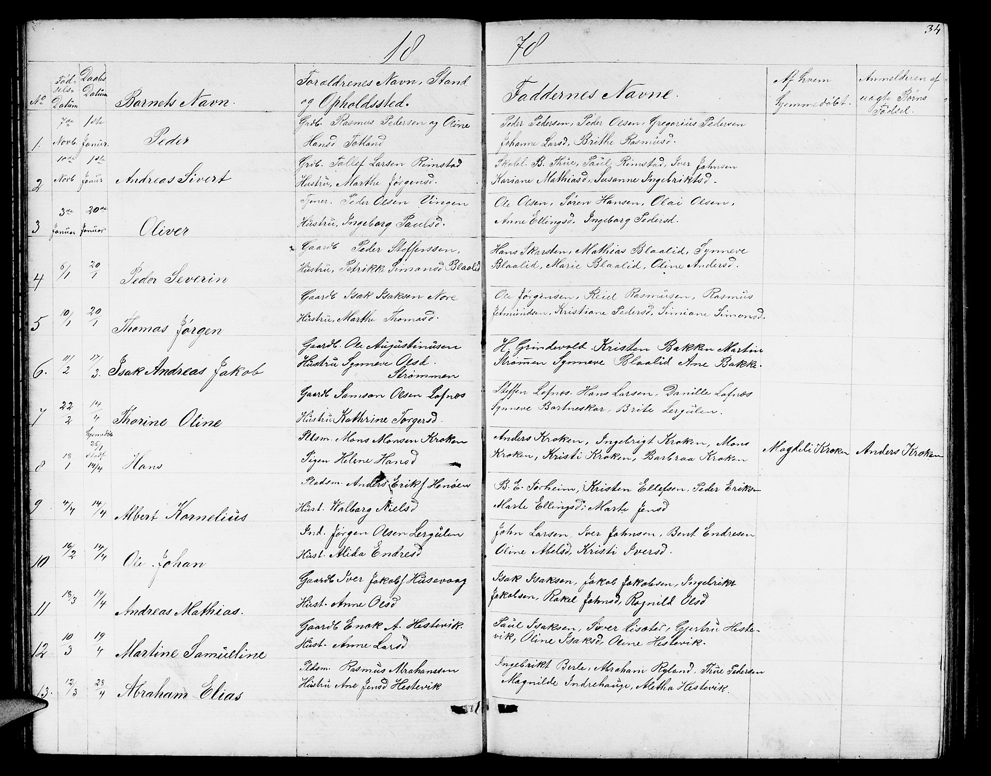 Davik sokneprestembete, SAB/A-79701/H/Hab/Habc/L0001: Parish register (copy) no. C 1, 1866-1888, p. 34