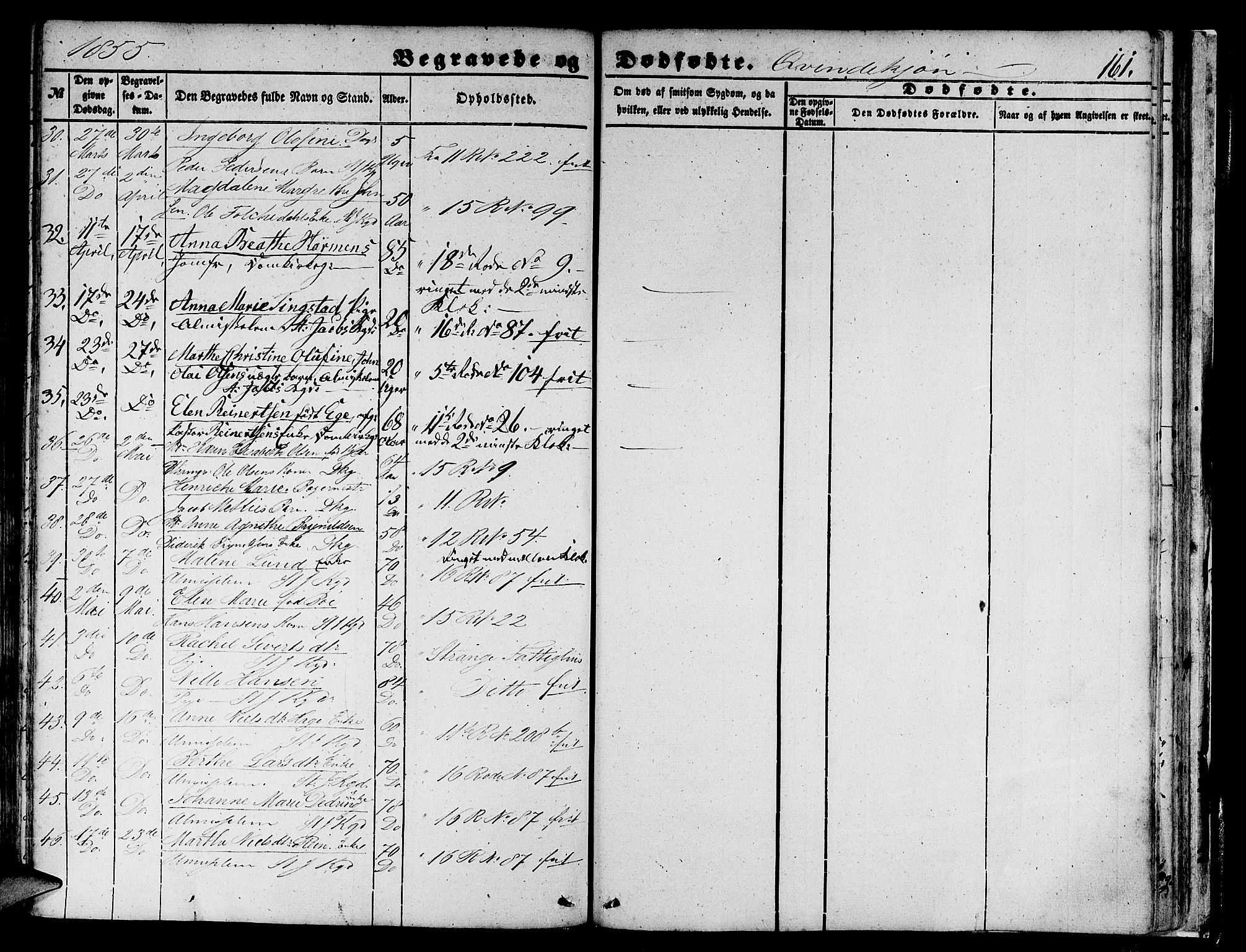 Domkirken sokneprestembete, SAB/A-74801/H/Hab/L0038: Parish register (copy) no. E 2, 1847-1859, p. 161