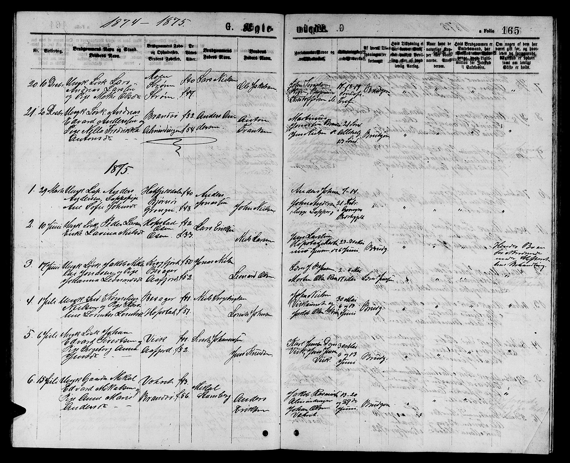 Ministerialprotokoller, klokkerbøker og fødselsregistre - Sør-Trøndelag, SAT/A-1456/657/L0715: Parish register (copy) no. 657C02, 1873-1888, p. 165