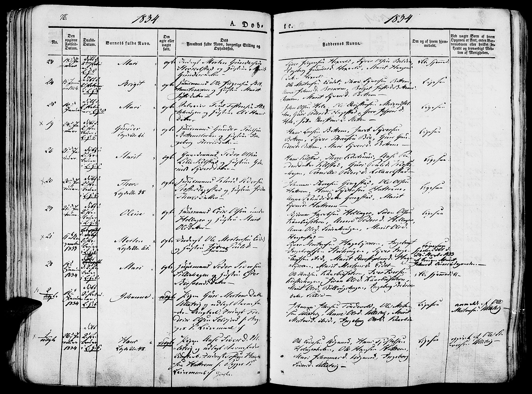 Lesja prestekontor, AV/SAH-PREST-068/H/Ha/Haa/L0005: Parish register (official) no. 5, 1830-1842, p. 76