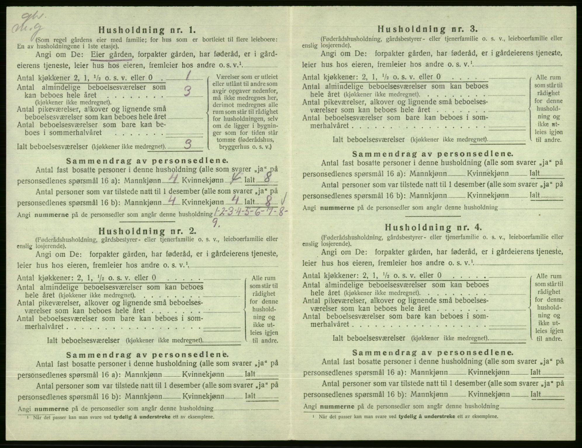 SAB, 1920 census for Vossestrand, 1920, p. 441