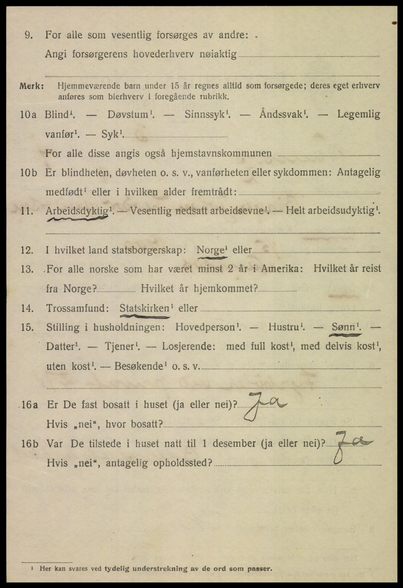 SAT, 1920 census for Namsos, 1920, p. 4850