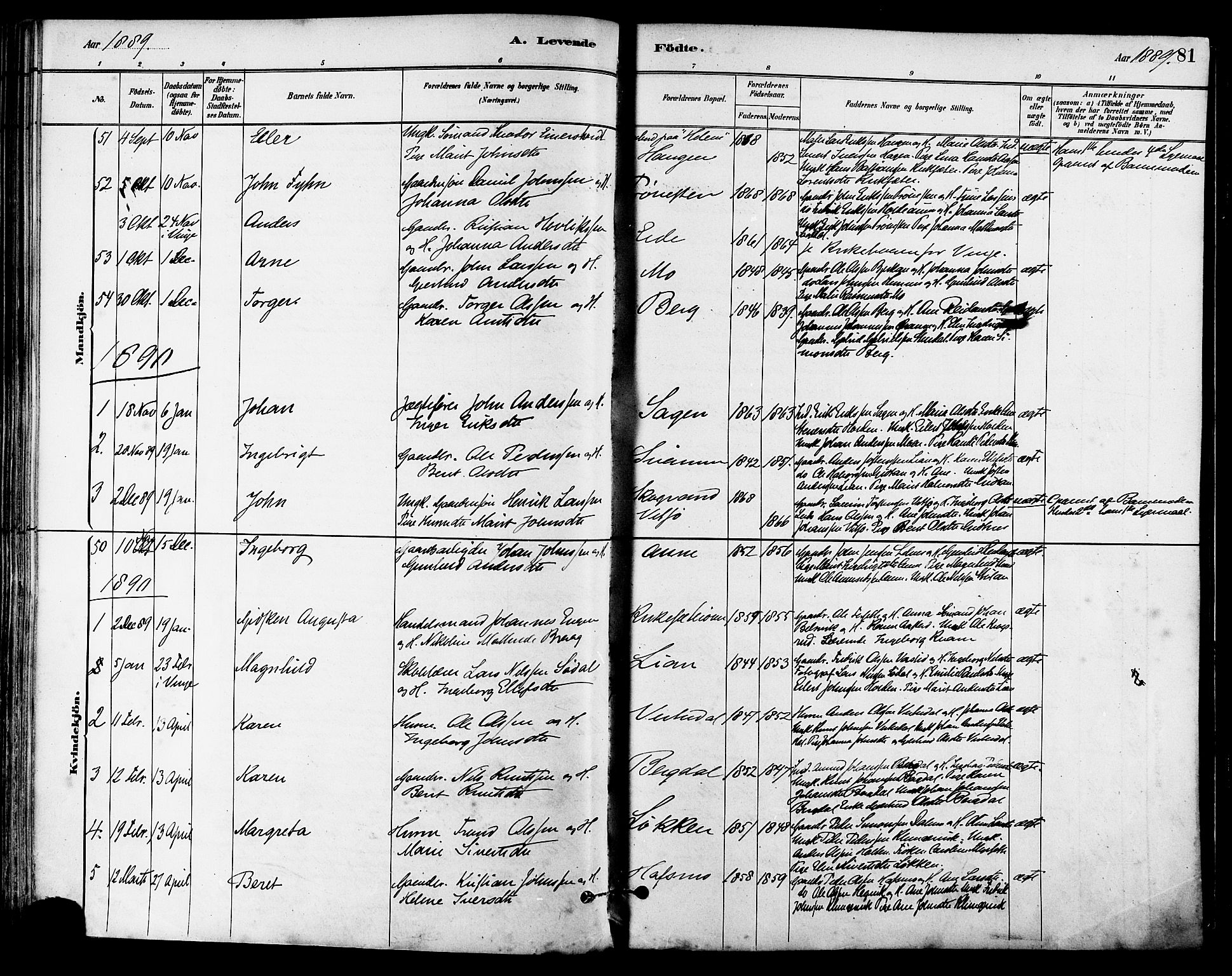 Ministerialprotokoller, klokkerbøker og fødselsregistre - Sør-Trøndelag, SAT/A-1456/630/L0496: Parish register (official) no. 630A09, 1879-1895, p. 81