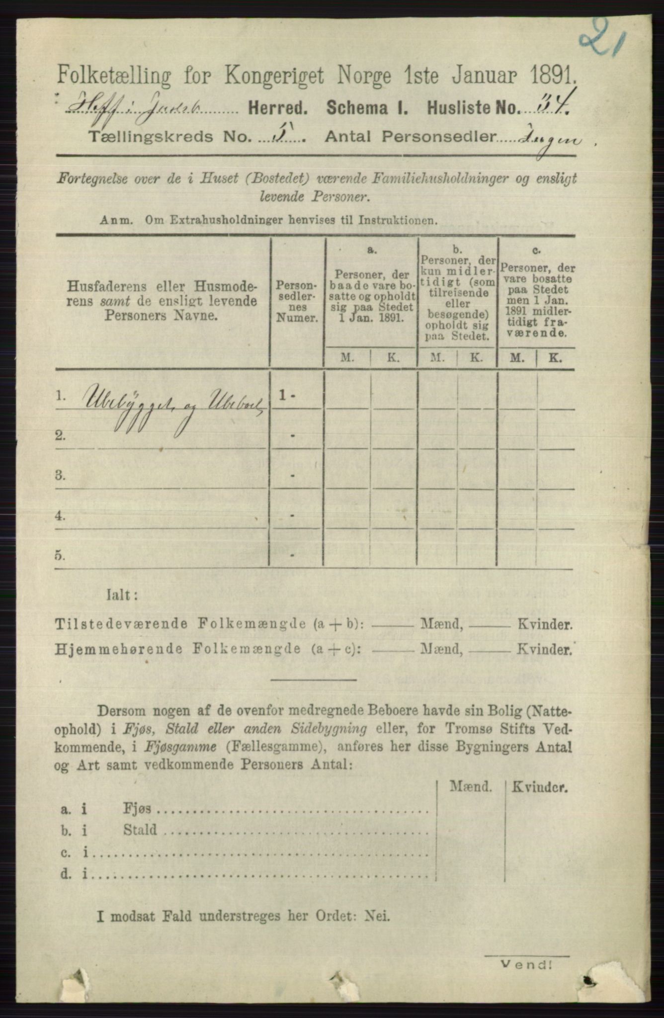 RA, 1891 census for 0714 Hof, 1891, p. 1490