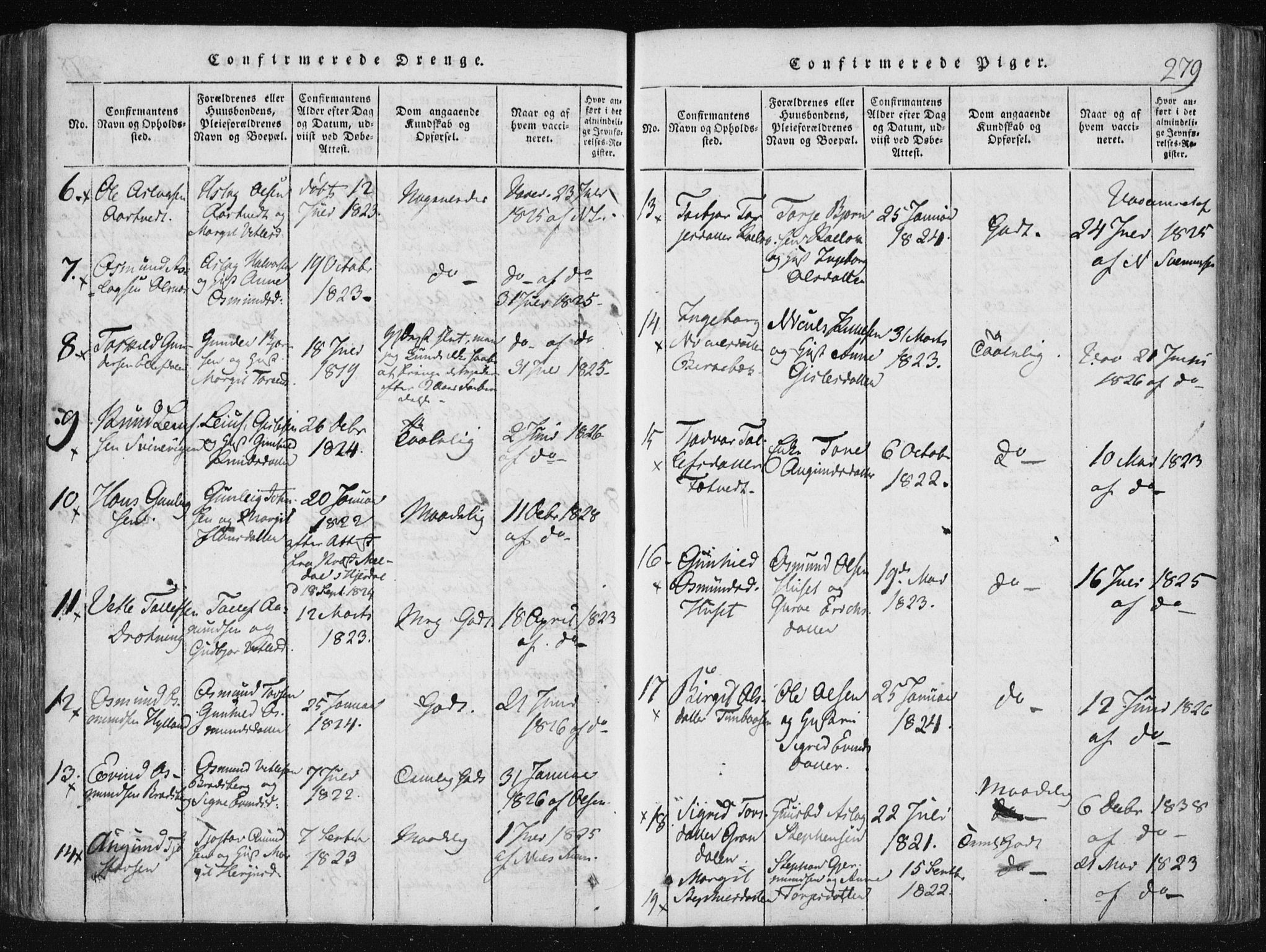 Vinje kirkebøker, AV/SAKO-A-312/F/Fa/L0003: Parish register (official) no. I 3, 1814-1843, p. 279