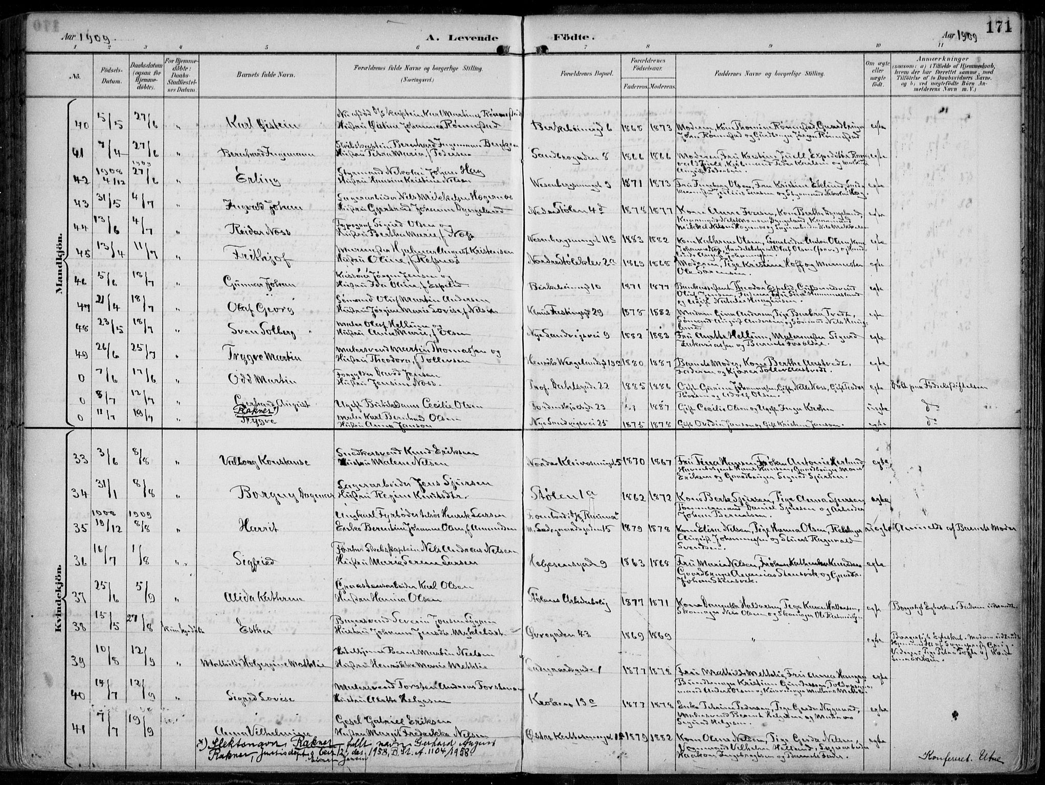 Mariakirken Sokneprestembete, AV/SAB-A-76901/H/Hab/L0005: Parish register (copy) no. A 5, 1893-1913, p. 171