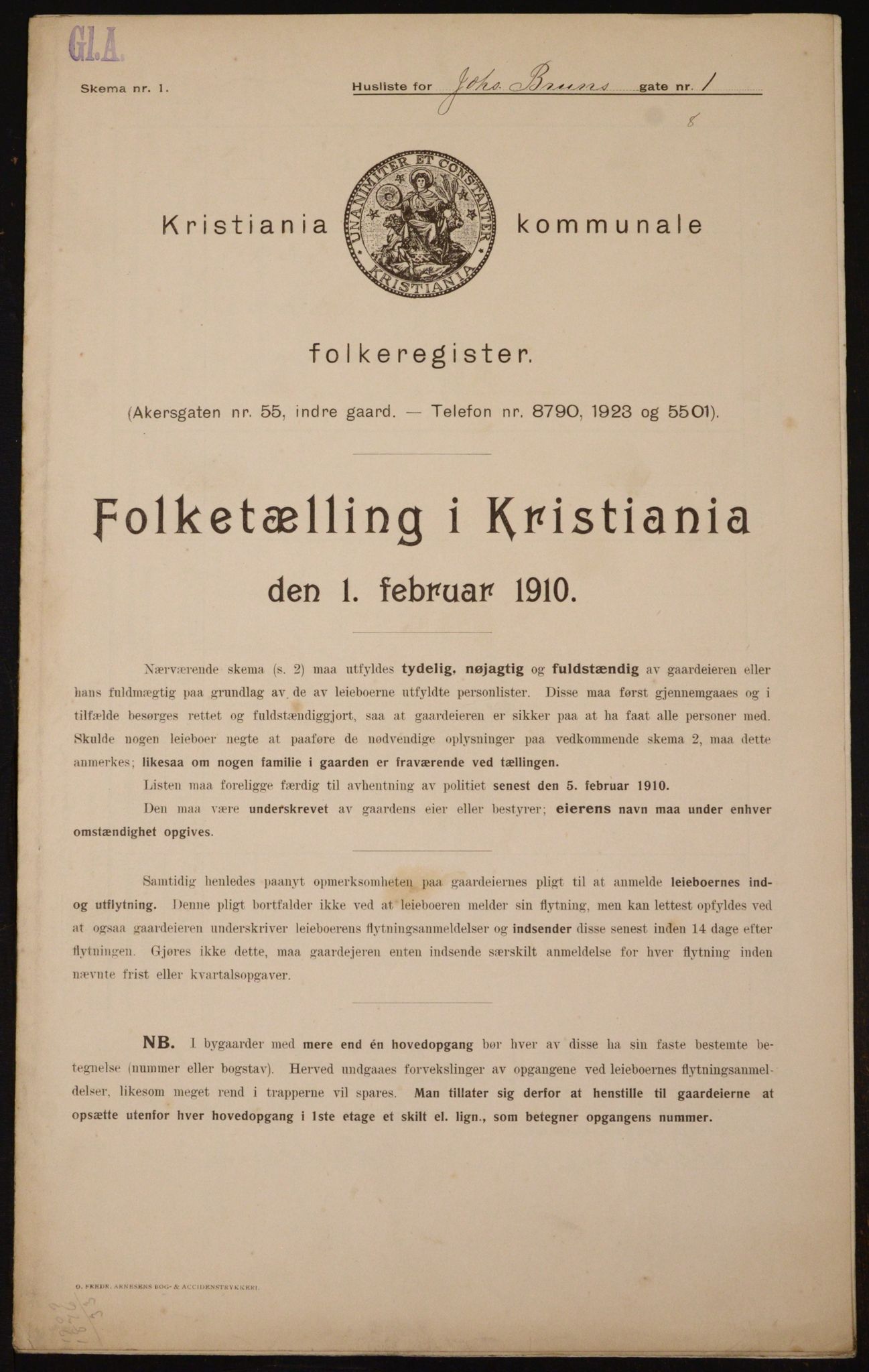 OBA, Municipal Census 1910 for Kristiania, 1910, p. 45690