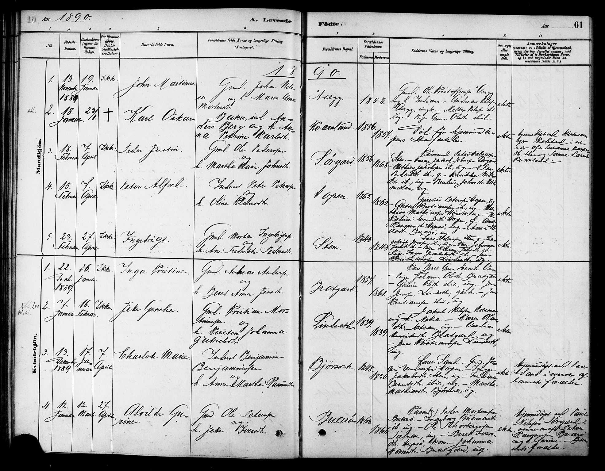 Ministerialprotokoller, klokkerbøker og fødselsregistre - Sør-Trøndelag, SAT/A-1456/658/L0722: Parish register (official) no. 658A01, 1879-1896, p. 61