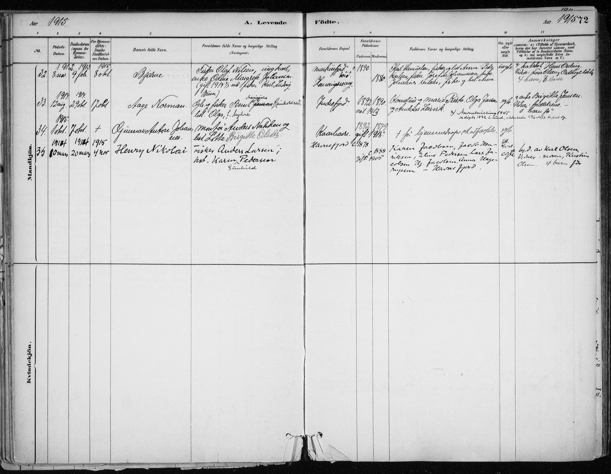 Hammerfest sokneprestkontor, SATØ/S-1347/H/Ha/L0013.kirke: Parish register (official) no. 13, 1898-1917, p. 72