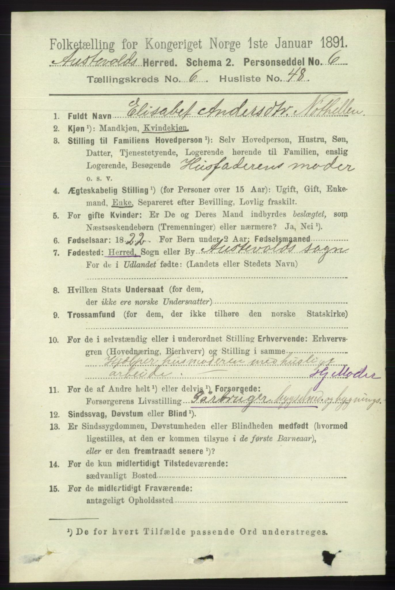 RA, 1891 census for 1244 Austevoll, 1891, p. 2858